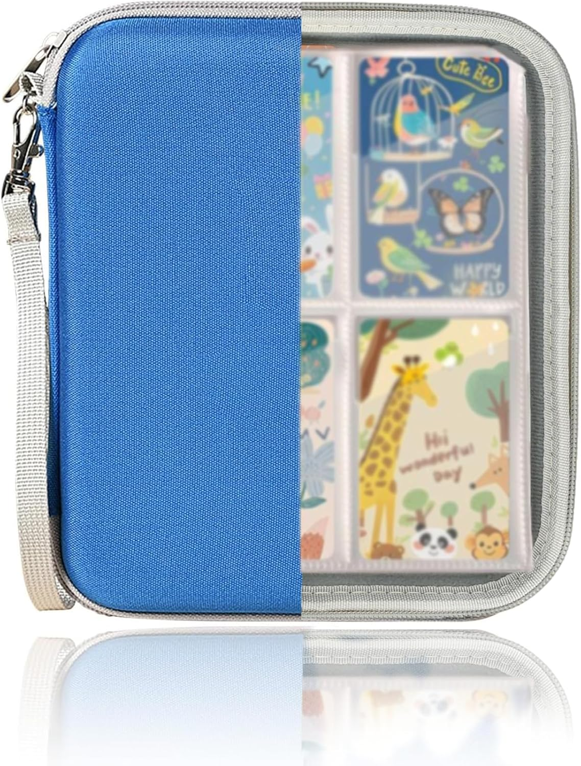 Tzylomirx Card Case Holder for Yoto Cards - 80 Pockets Card Holder Storage with Carry Strap and Zipper for Yoto Mini Cards, Card Binder Holder with Sleeves for Journey - Blue image number 1