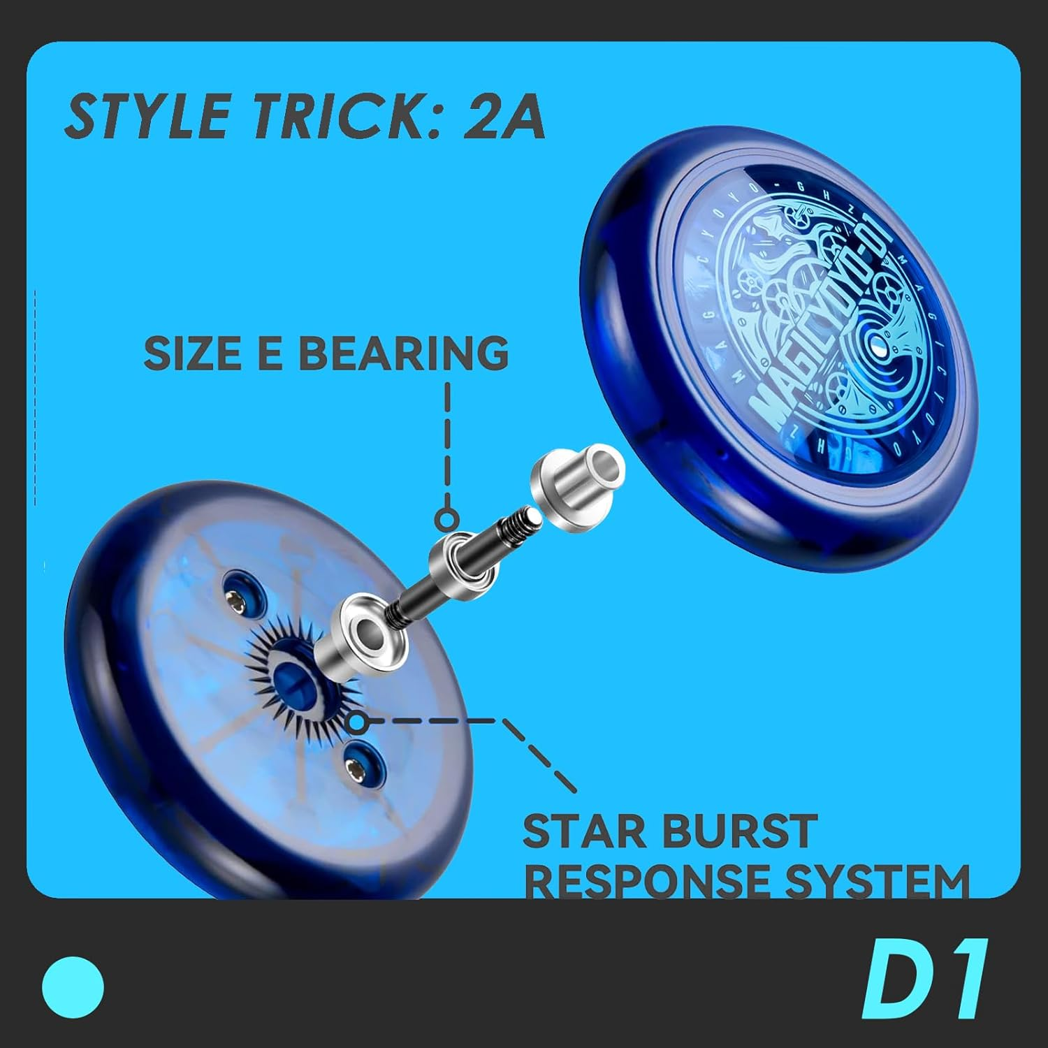 MAGICYOYO Looping Yoyo Responsive Yo Yo for Kids, Beginner 2A Loop Yo Yo Easy to Play Basic String Tricks (D1 Blue) image number 4