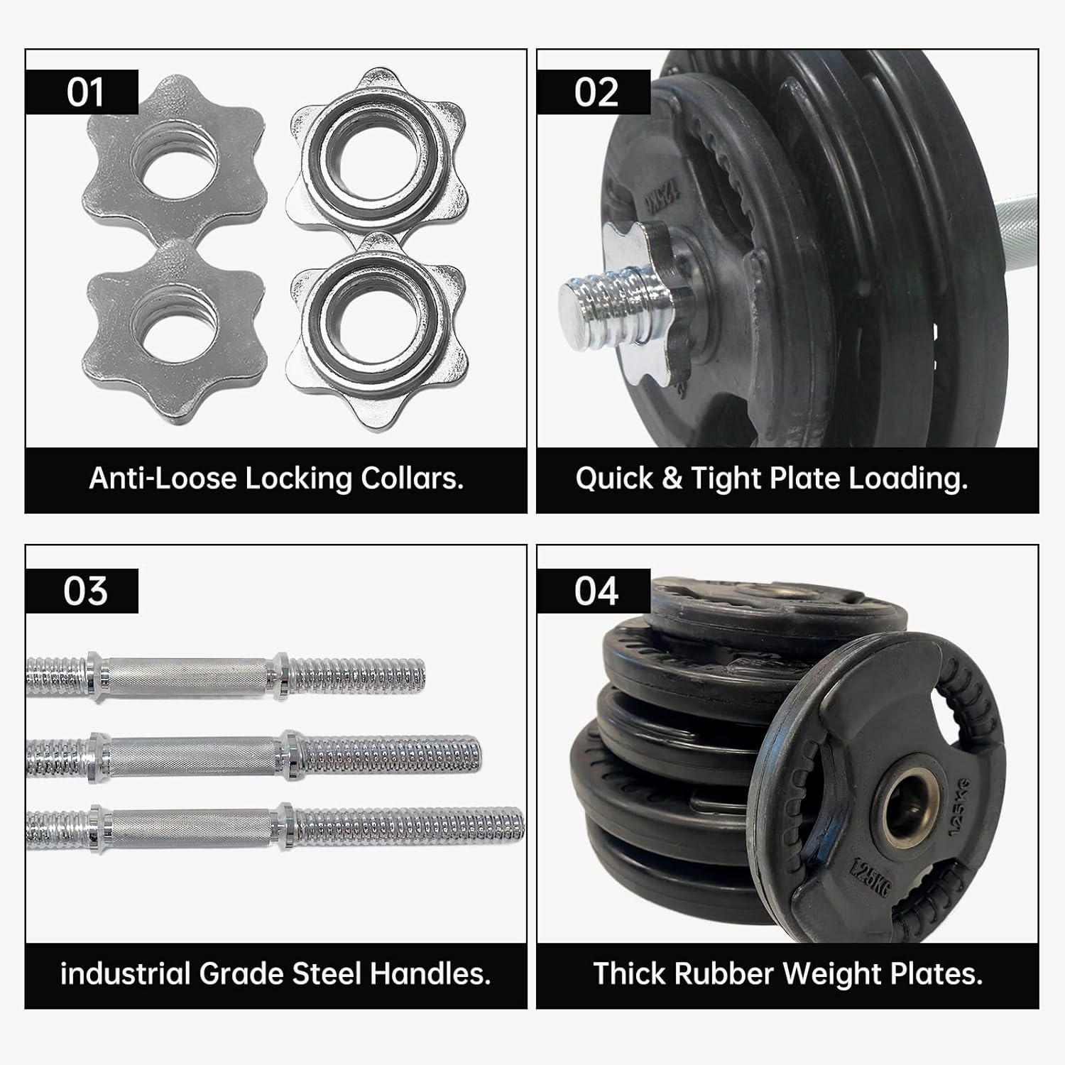 Adjustable Dumbbells Pair, 20KG-60KG Combined Weight, Premium Rubber Weights Set for Full Body Workout, Anti-Roll & Non-Slip Grip Home Fitness Equipment, Quiet & Floor-Safe Gym Weights - 40 Kg Dumbbells Set image number 2