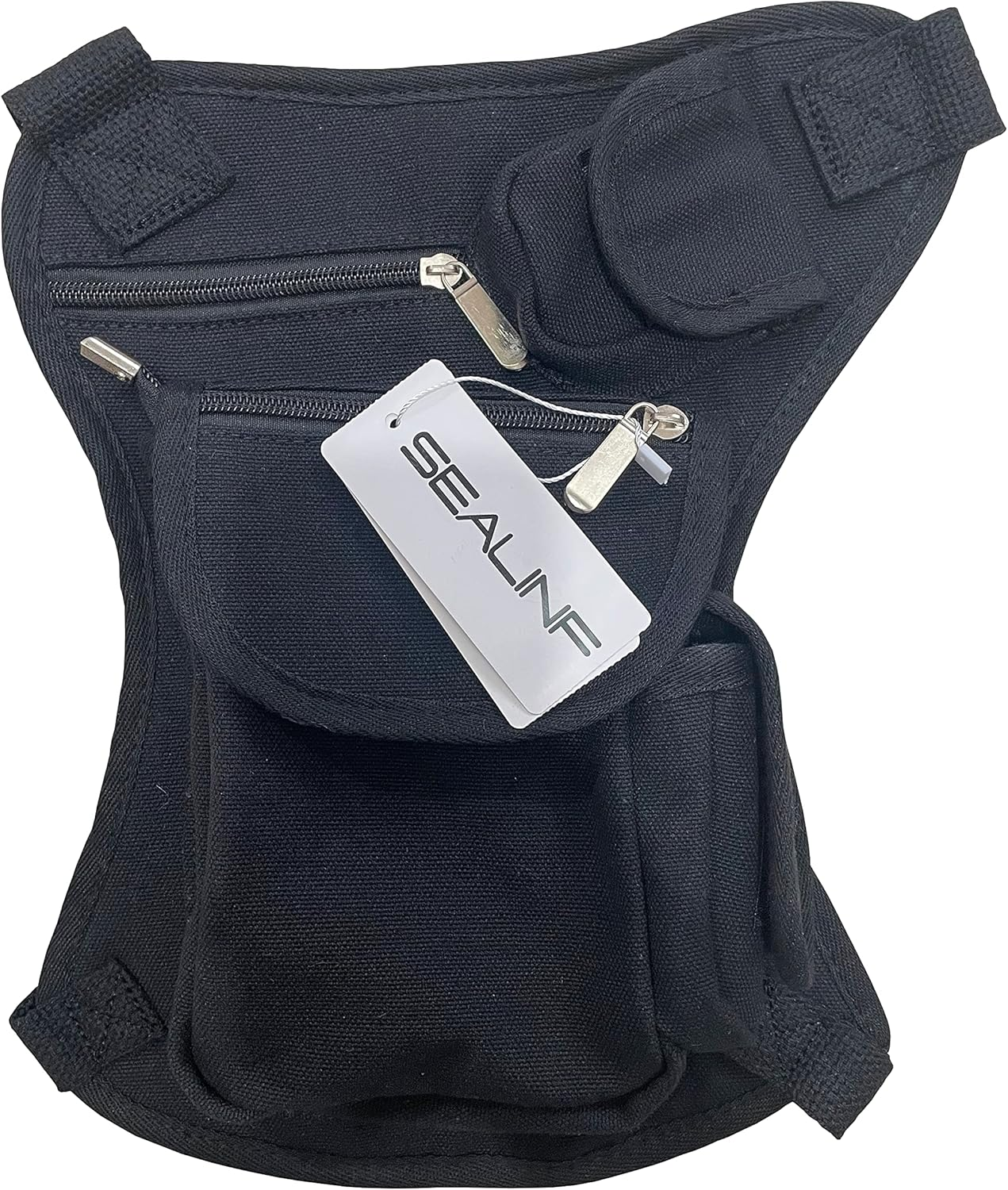 SEALINF Canvas Waist Bag Fanny Pack Racing Drop Leg Bag Motorcycle Outdoor Bag (Black)