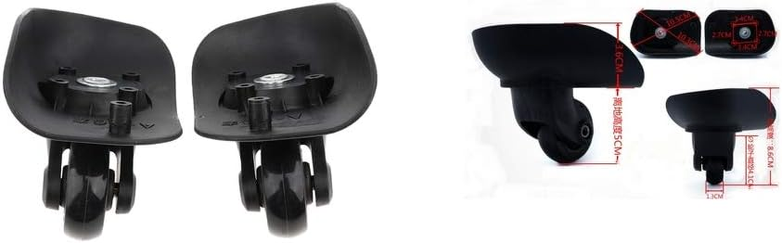 Eigell 2 Pairs Vluggage Carriers Rubber Wheels Replacement Wheels for Suitcases image number 2