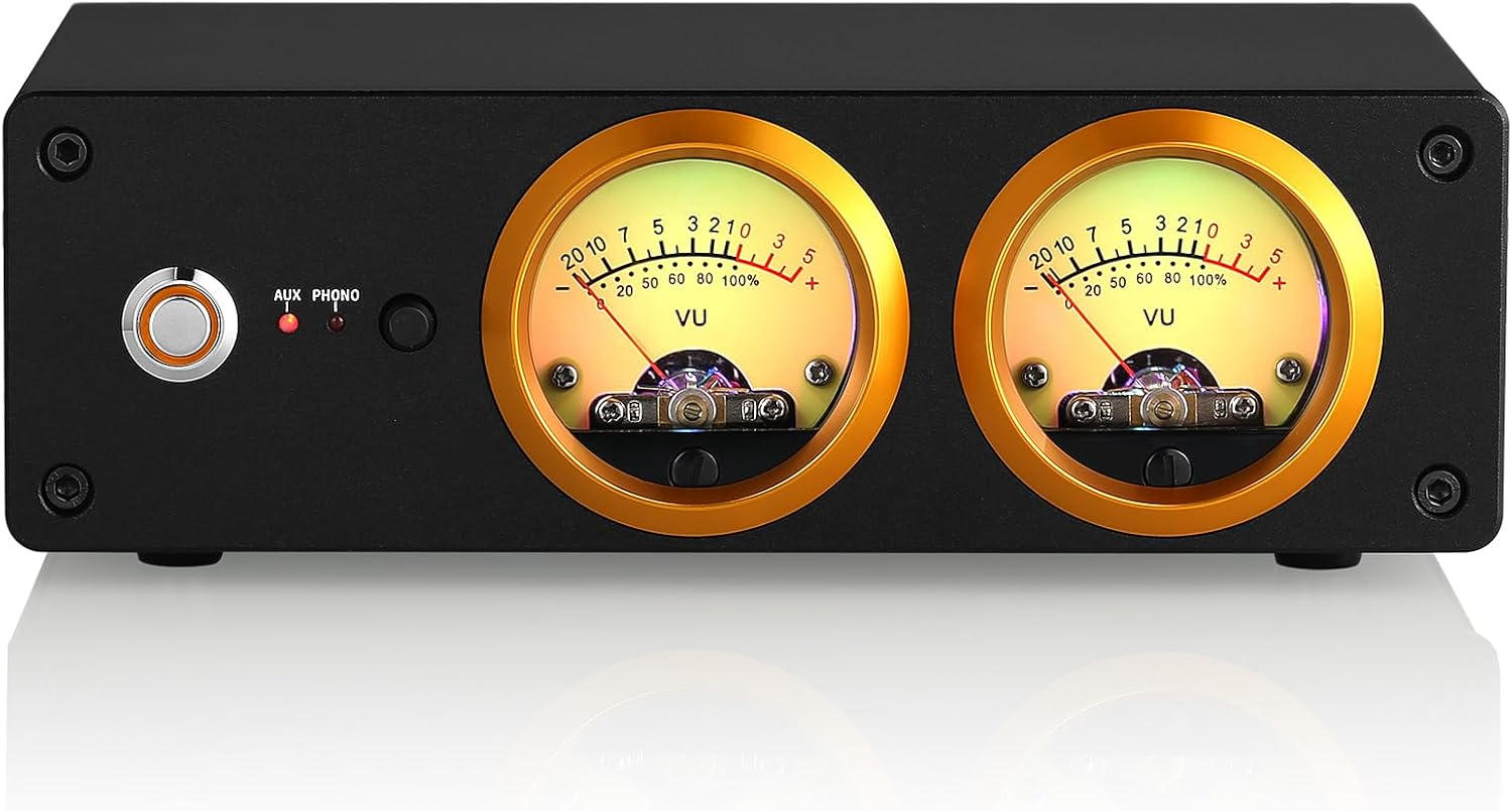 Douk Audio T13 Phono Preamp for MM Turntables Stereo Desktop Headphone Amplifier VU Meter image number 3