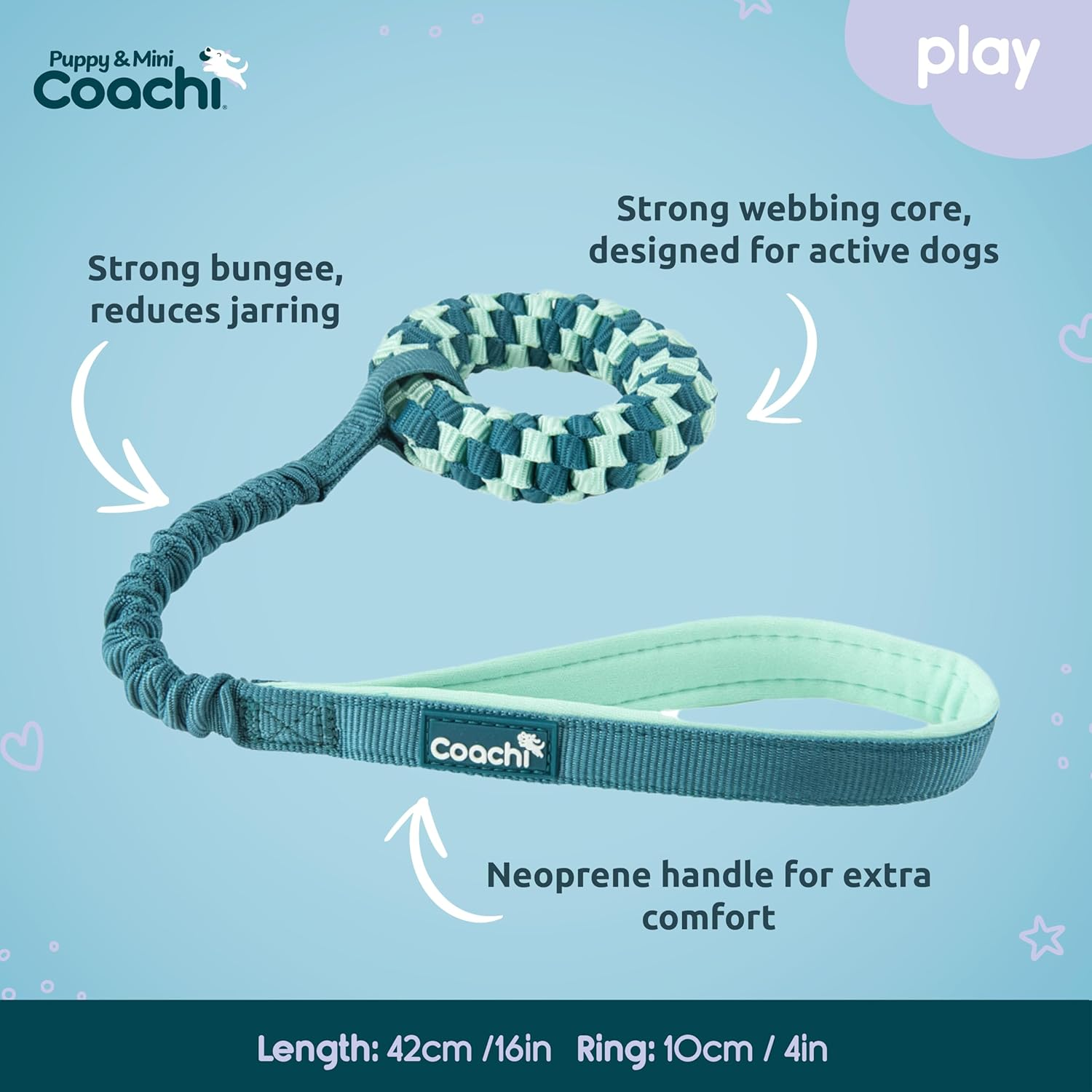 Coachi Puppy & Mini Tuggi Helix - Lightweight, Tough Dog Toy, Safe & Fun, Stretchy Bungee Handle, Reward Training, Recall, Agility, Interrupt Biting & Chewing. Suitable for Small Dogs & Puppies image number 1