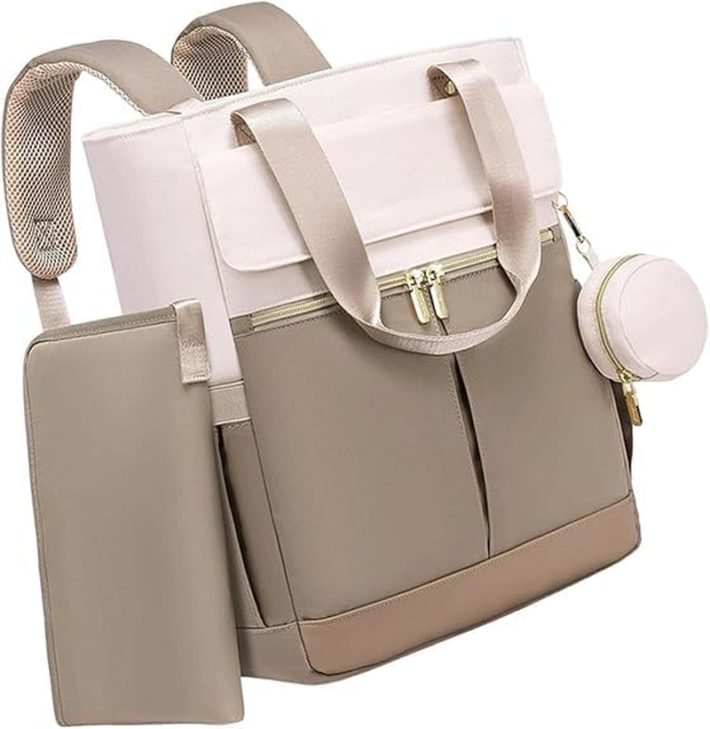 Baby Diaper Bag Backpack, Large Waterproof Travel Diaper Bag with Changing Pad, Insulated Bottle Pockets, Pacifier Case, Convertible Tote, for Unisex Baby (Coffee Beige) image number 1