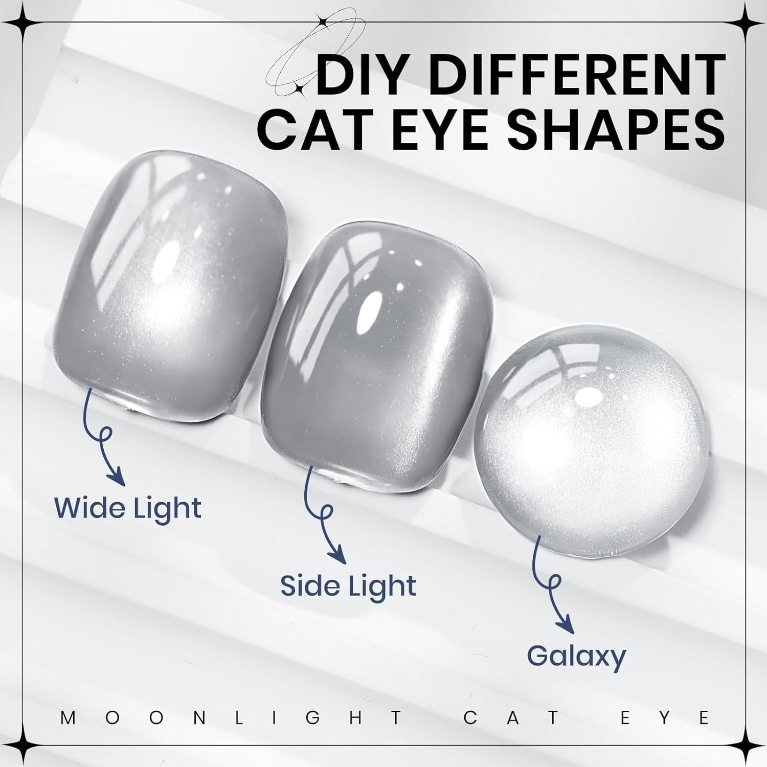 KRISNICE Glass Cat Eye Gel Nail Polish, 7.3Ml Silver Grey Glitter Moonlight Cat Eye Effect Soak off UV LED Gel Polish for Nail Art Manicure Salon Home DIY(KMY1-004-04) image number 7