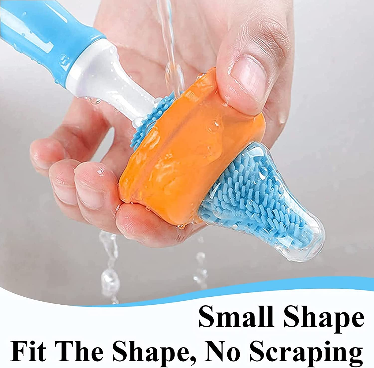 Silicone Bottle Brush Cleaner Set - 3 Pack Long Handle Brushes for Hydro Flask, Glassware, Baby Bottles, Vases, Wine Decanters, Pipes, Narrow Neck Containers - Blue