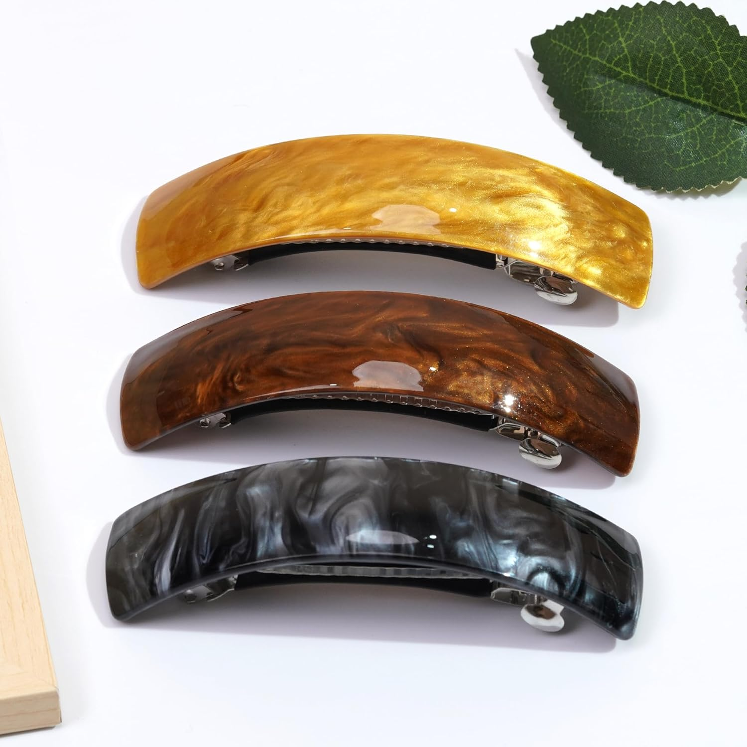 JOYOYO 12 Pcs Hair Barrettes for Women Elegant Barrette Hair Clips Retro French Design, Acrylic Hair Slides Automatic Clamp Hair Clips image number 5