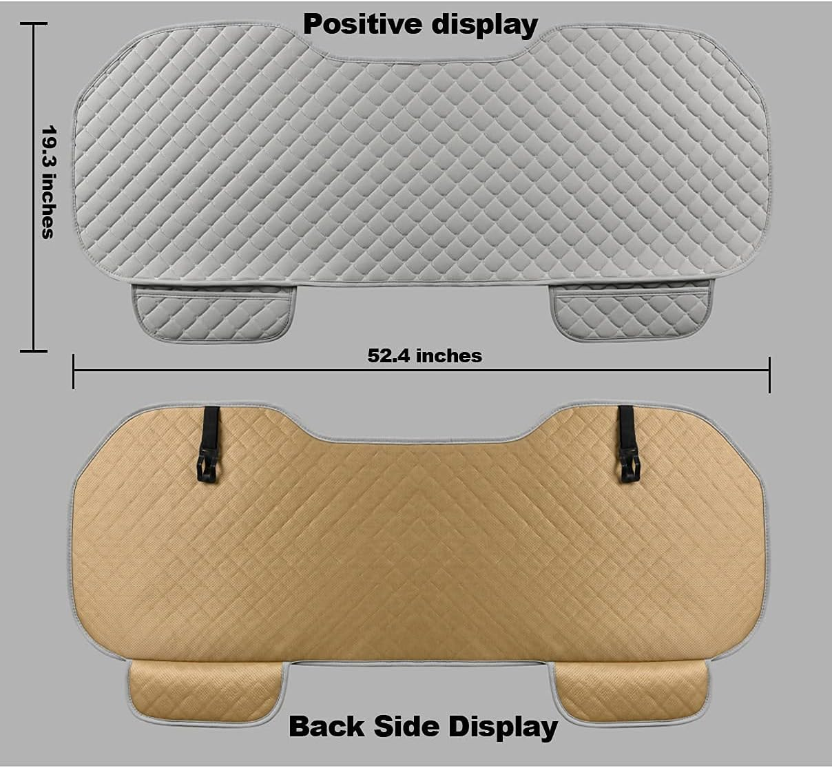 Car Seat Covers Auto Cushion Vehicle Long Rear Seat Chair Cover Protective Mat Pad for Baby, SUV, Skin-Friendly Golden Embroidery Thread (Black-Rear)