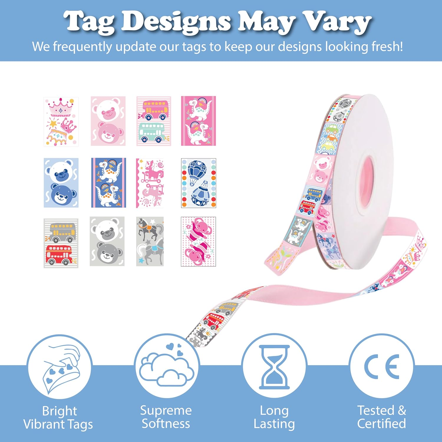 Soft Touch Taggie Dimple Comforter Baby Comfort Blanket with Sensory Tags and Bubble/Heart/Star/Foil Print Pattern (Dimple) (Pink, 35Cm X 35Cm) image number 2