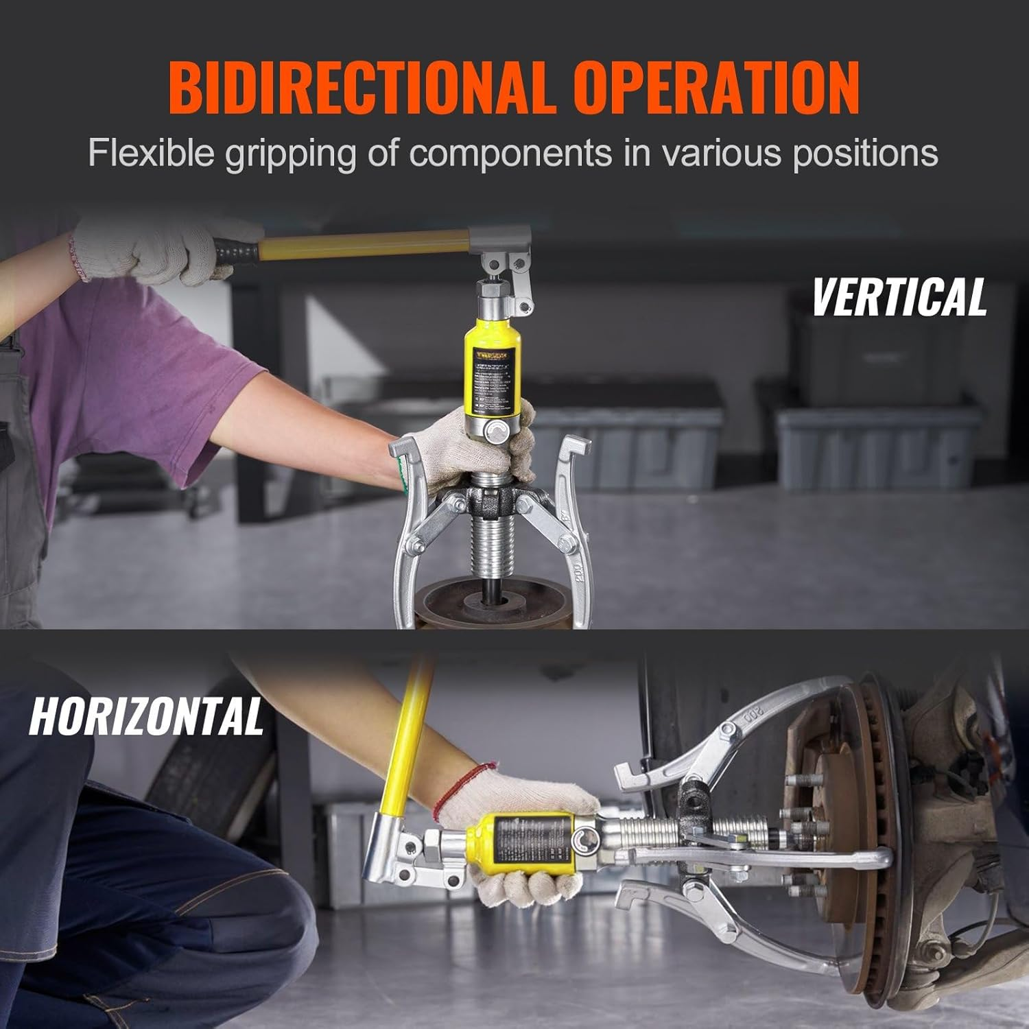 Hydraulic Gear Puller, 5 Ton Max Capacity Wheel Bearing Pulling Separator, 2 or 3 Jaws Puller, Vertically and Horizontally, 8" Jaw Hydraulic Puller with Case for Pulling Hubs image number 1