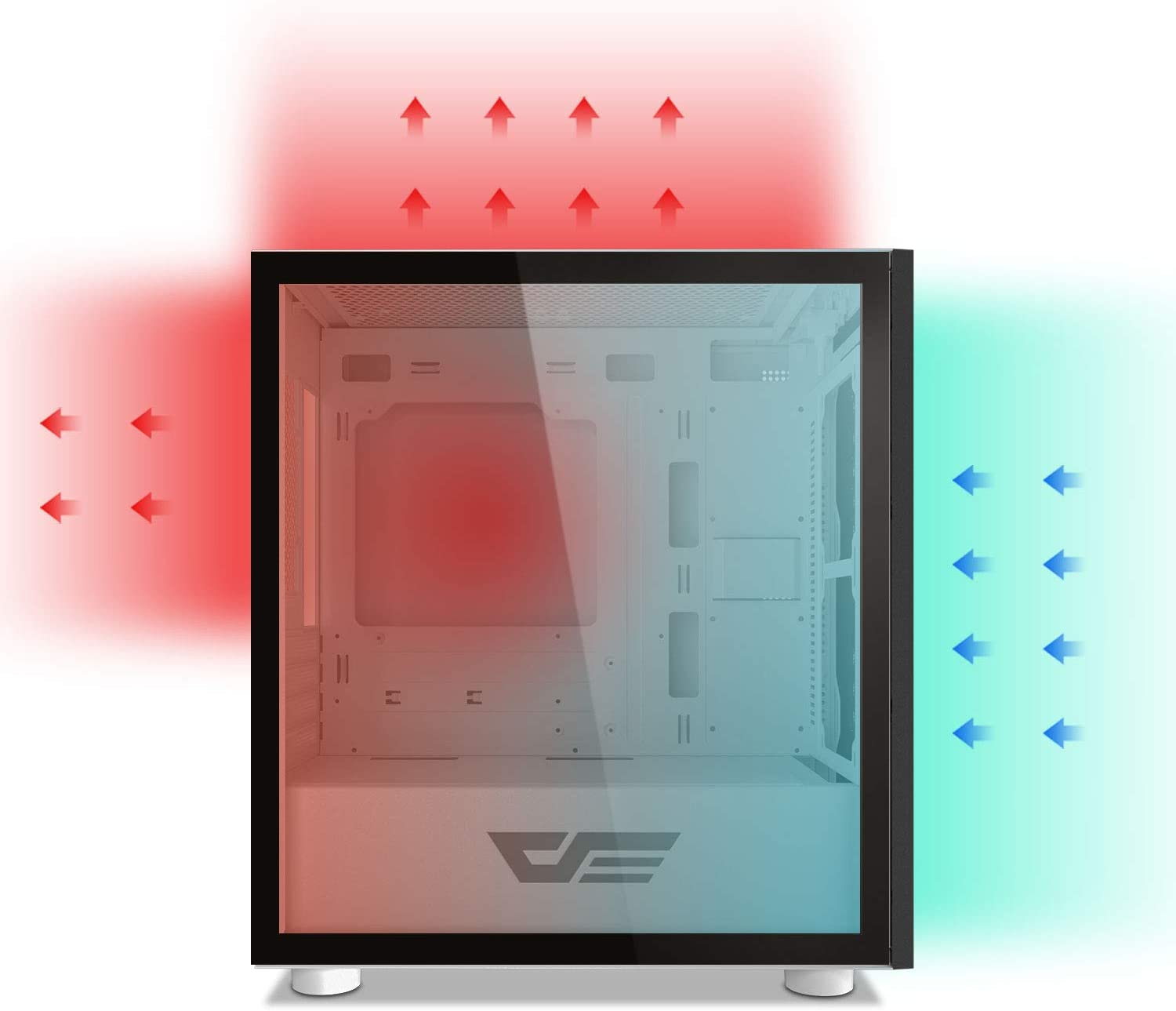 Darkflash DLM21 MESH Micro ATX Mini ITX Tower Microatx White Computer Case with Door Opening Tempered Glass Side Panel & Mesh Front Panel (White) image number 1