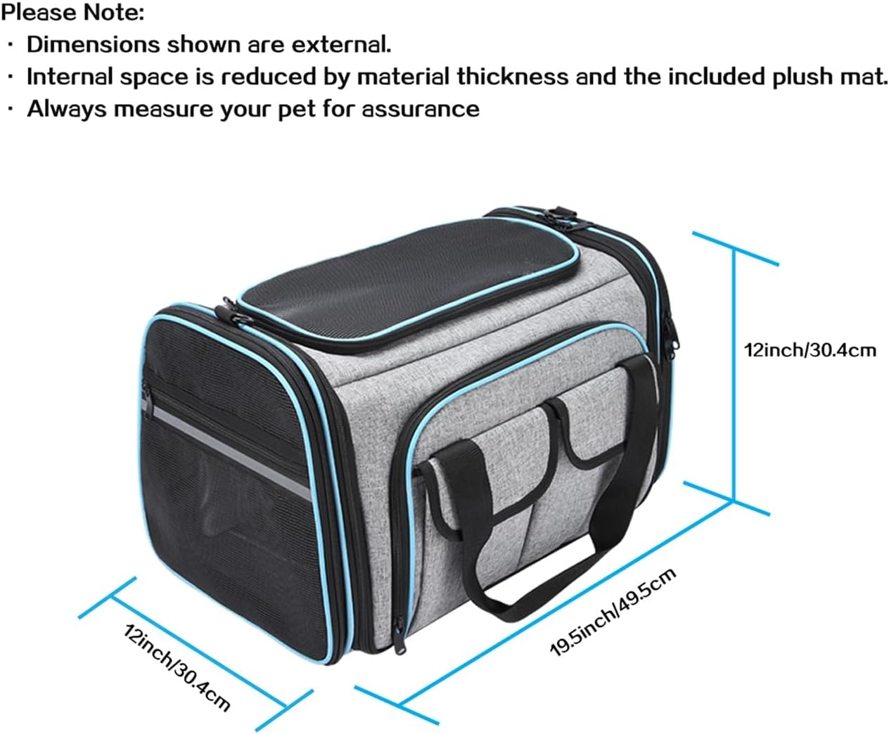 Maskeyon Airline Approved Pet Carrier, Large Soft Sided Pet Travel TSA Carrier 4 Sides Expandable Cat Collapsible Carrier with Removable Fleece Pad and Pockets for Cats Dogs and Small Animals image number 5