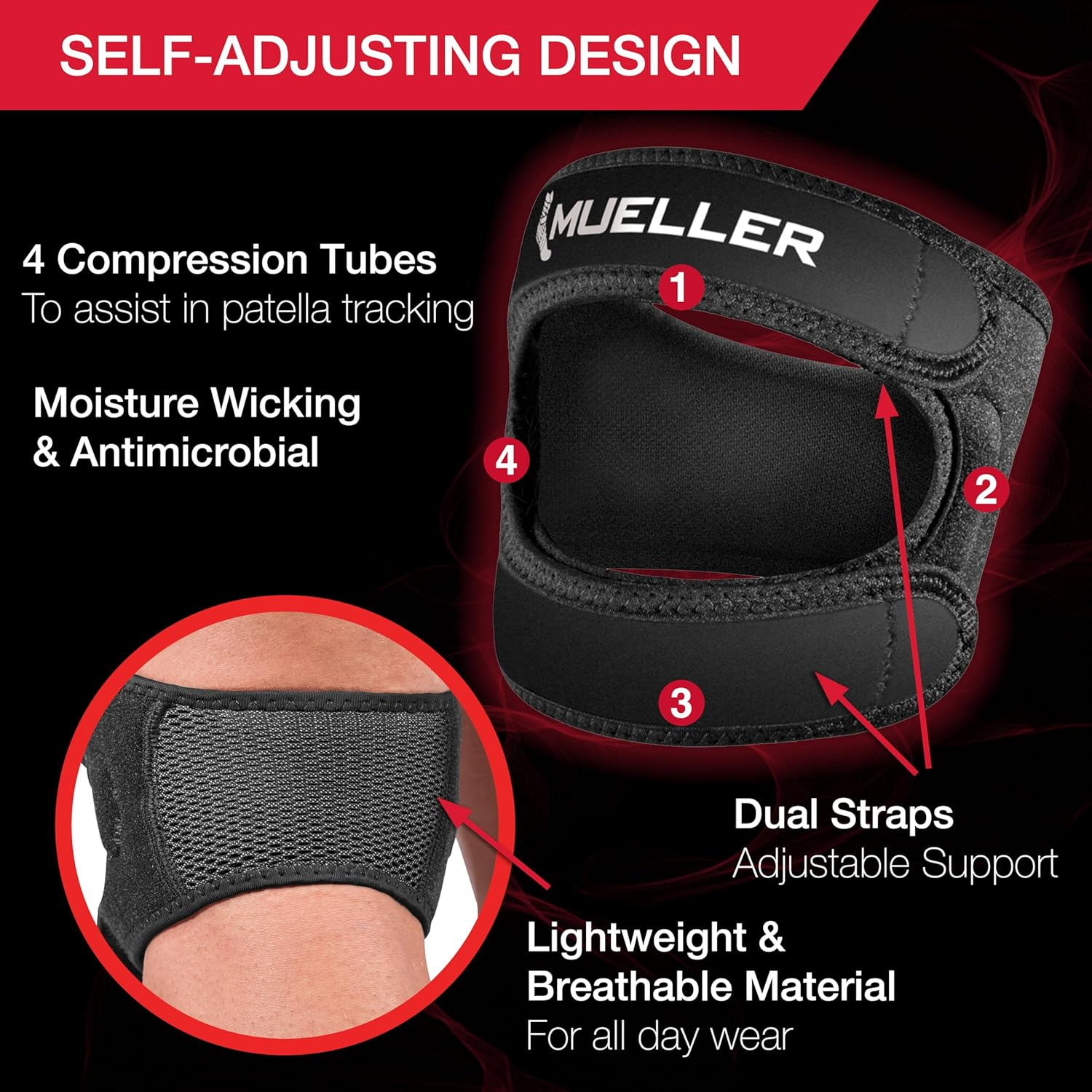 Mueller Max Knee Strap, Black OSFM image number 3