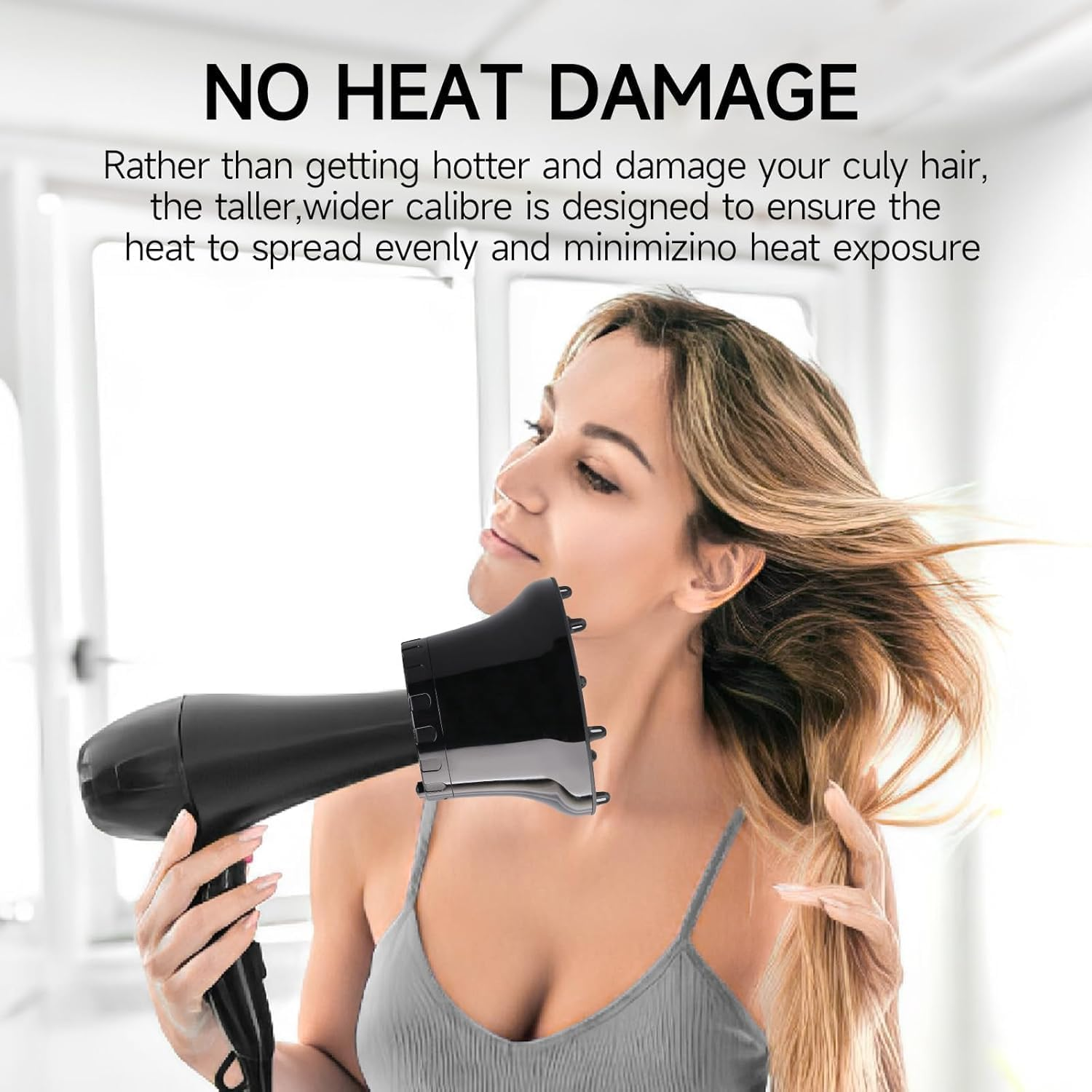 Universal Curly Hair Diffuser, Adaptable Hair Diffuser Attachment for Hair Salon Quality Hairstyling Tool Hair-Protective Frizz-Free Fast-Drying for Dryers with 1.65 to 3.15 Inches Nozzle