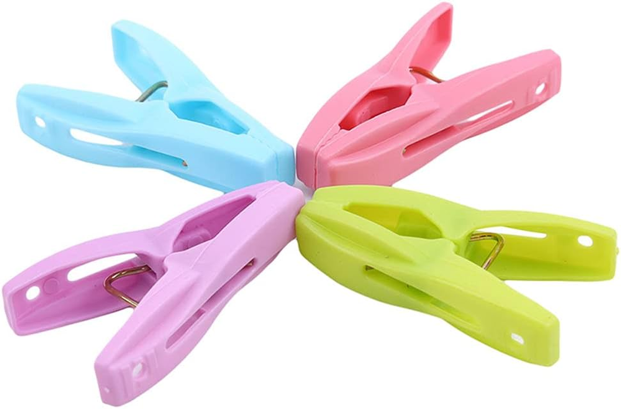 30Pcs Clothing Clips Pegs with a Basket Multifunction Clothes Clips Windproof Clothes Pins for Clothesline/Clothing/Socks 4 Colors Basket for Choose