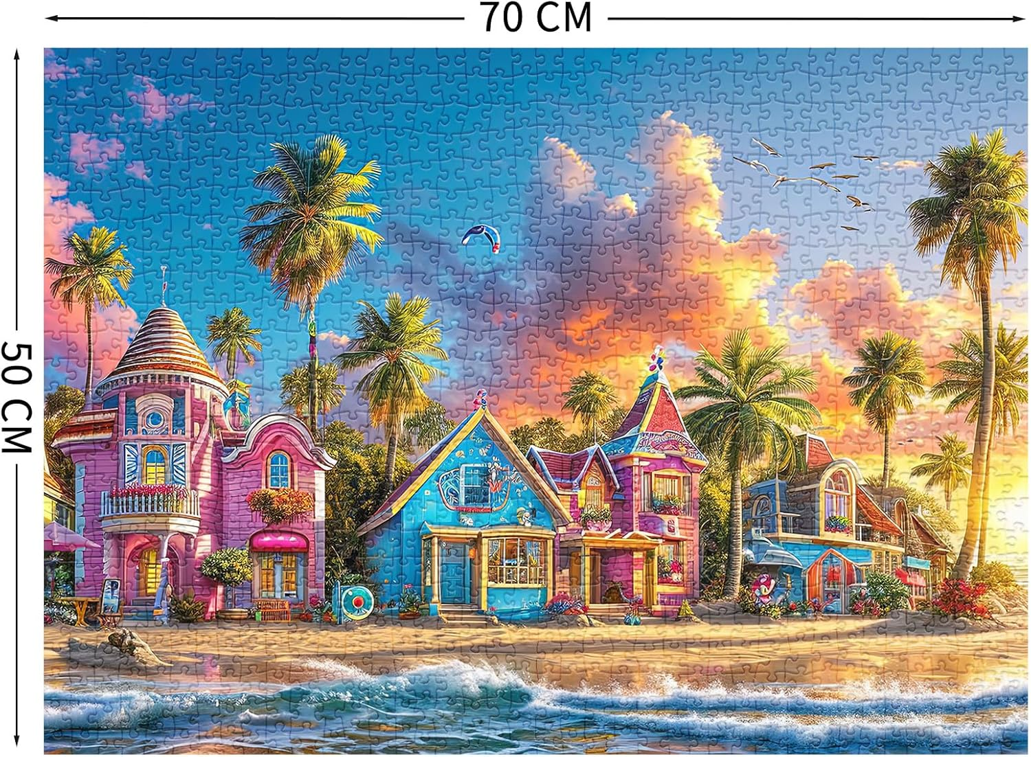 HUADADA Jigsaw Puzzles for Adults 1000 Pieces Jigsaw Puzzle for Adults Interesting Toys Brain Teaser Jigsaw Puzzles Birthday Graduation Gifts, Impossible Puzzle, Challenging Game - Colorful Harbour - Colorful Harbour image number 2
