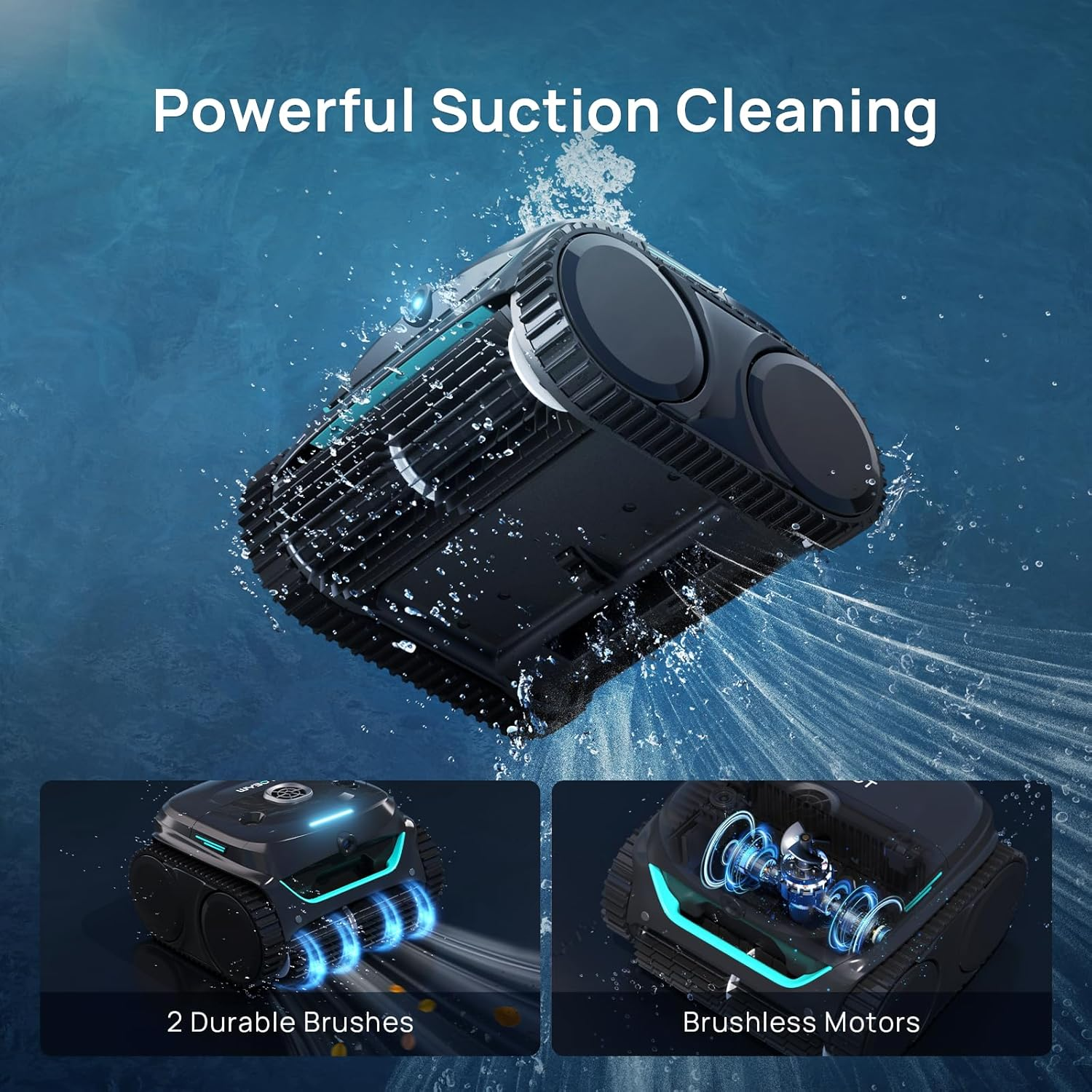 (2026 New) WYBOT C2 Vision AI Camera Cordless Pool Vacuum Robot for Inground&Above Pools, 8 Mode Robotic Pool Cleaner, Utra-Fine Filtration, Powerful Suction, Wall Climbing, Waterline Cleaning, Black