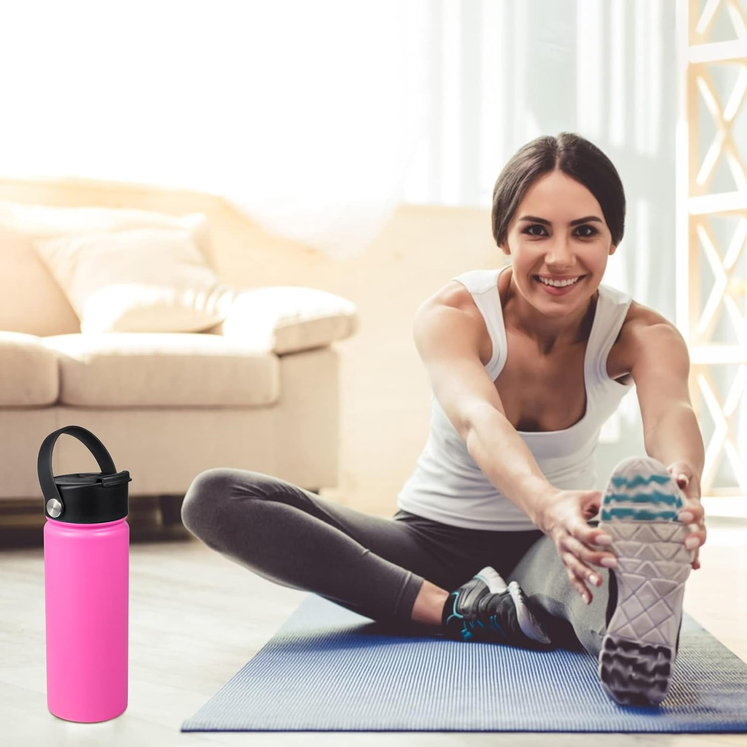 Tzuoieo Flip Lid for Hydro Flask Wide Mouth 32 40 Oz with Flexible Handle, Replacement Coffee Lid Compatible with Hydroflask, Nalgene, and More Top Water Bottle Brands Wide Mouth 32 Oz 40 Oz - Green image number 6