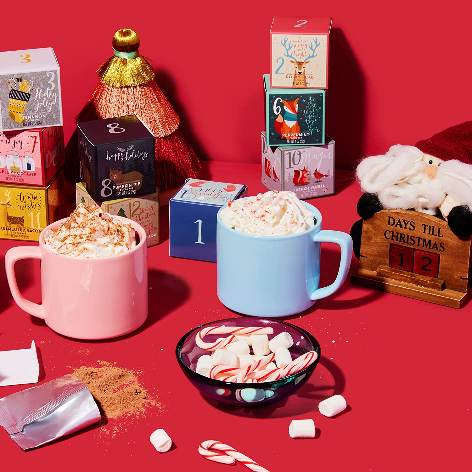 Thoughtfully Gourmet, 12 Days of Christmas Hot Chocolate Gift Set, Flavours Include Rocky Road, Cookies Butter, Pumpkin Pie & More, Set of 12 image number 2