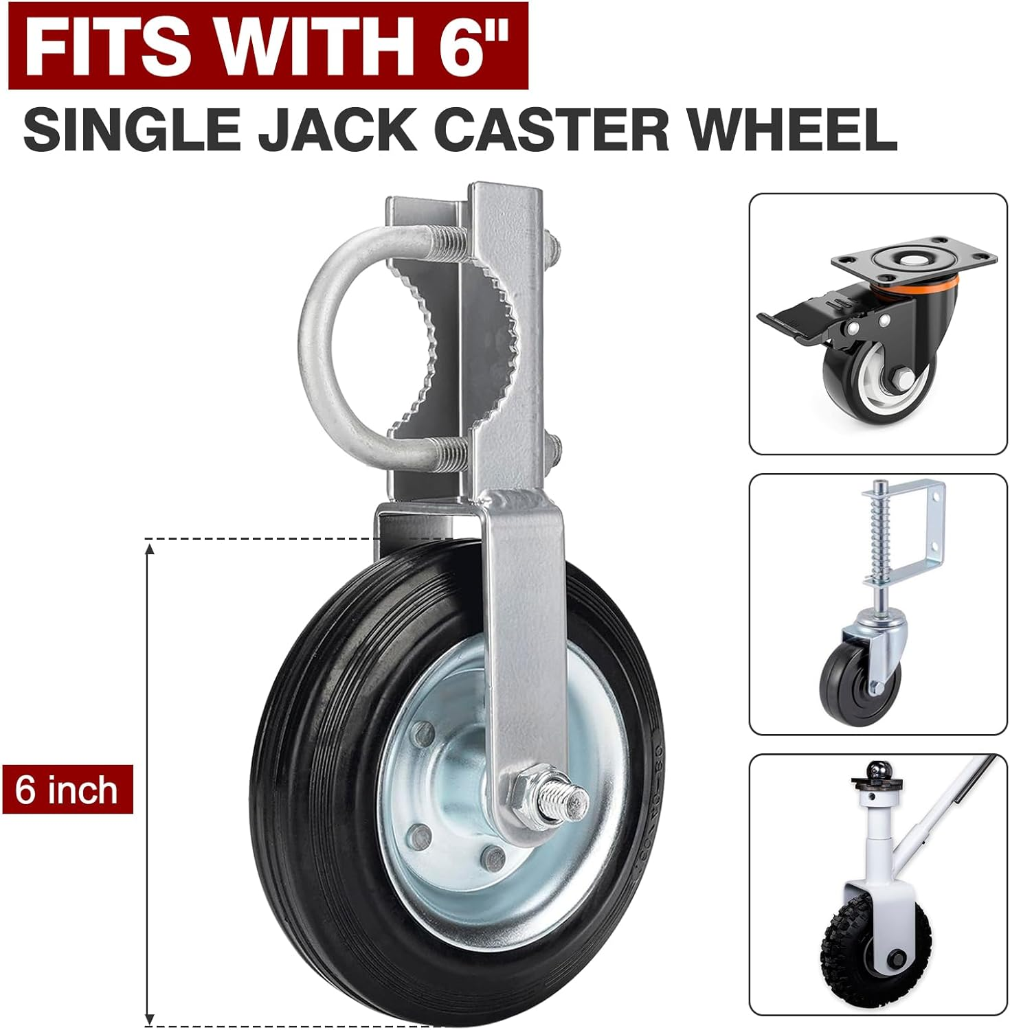 Komokeru Jack Wheel Chock, Heavy Duty Reinforced Rubber Jack Caster Wheel Dock for Caravans and Trailers, Wheel Chock Stabilizer Wheel Stopper for 6 Inch Jockey Wheels image number 2