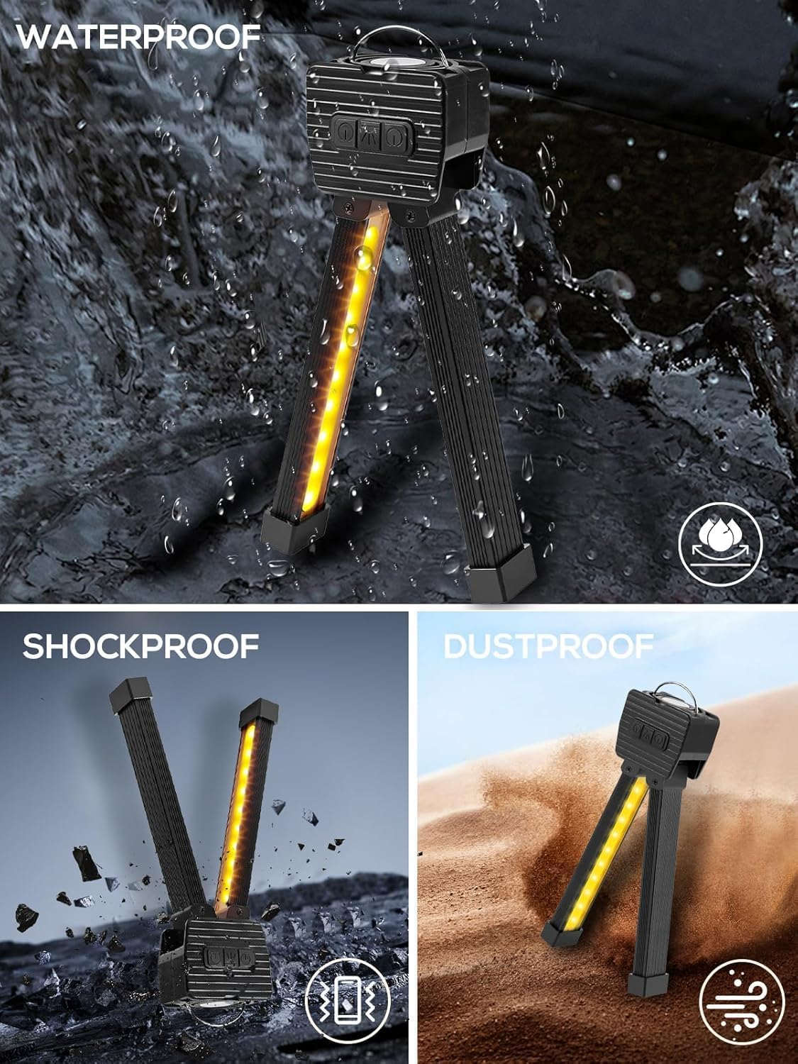 Gym Lamp, Portable Gym Lighting for Posing, Magnetic Work Light Rechargeable, 180&deg; Rotate Foldable with Hang Hook Camping Lamp, LED Handheld Flashlight, for Mechanics Car Repair, Home, Garage image number 3