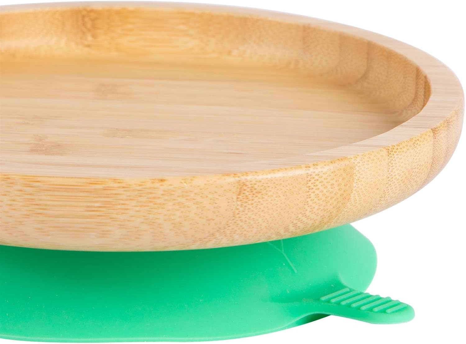 Tiny Dining Children'S Bamboo Suction round Plate - Natural Fibre Baby Toddler Stay Put Segmented Feeding Dish - Green image number 5