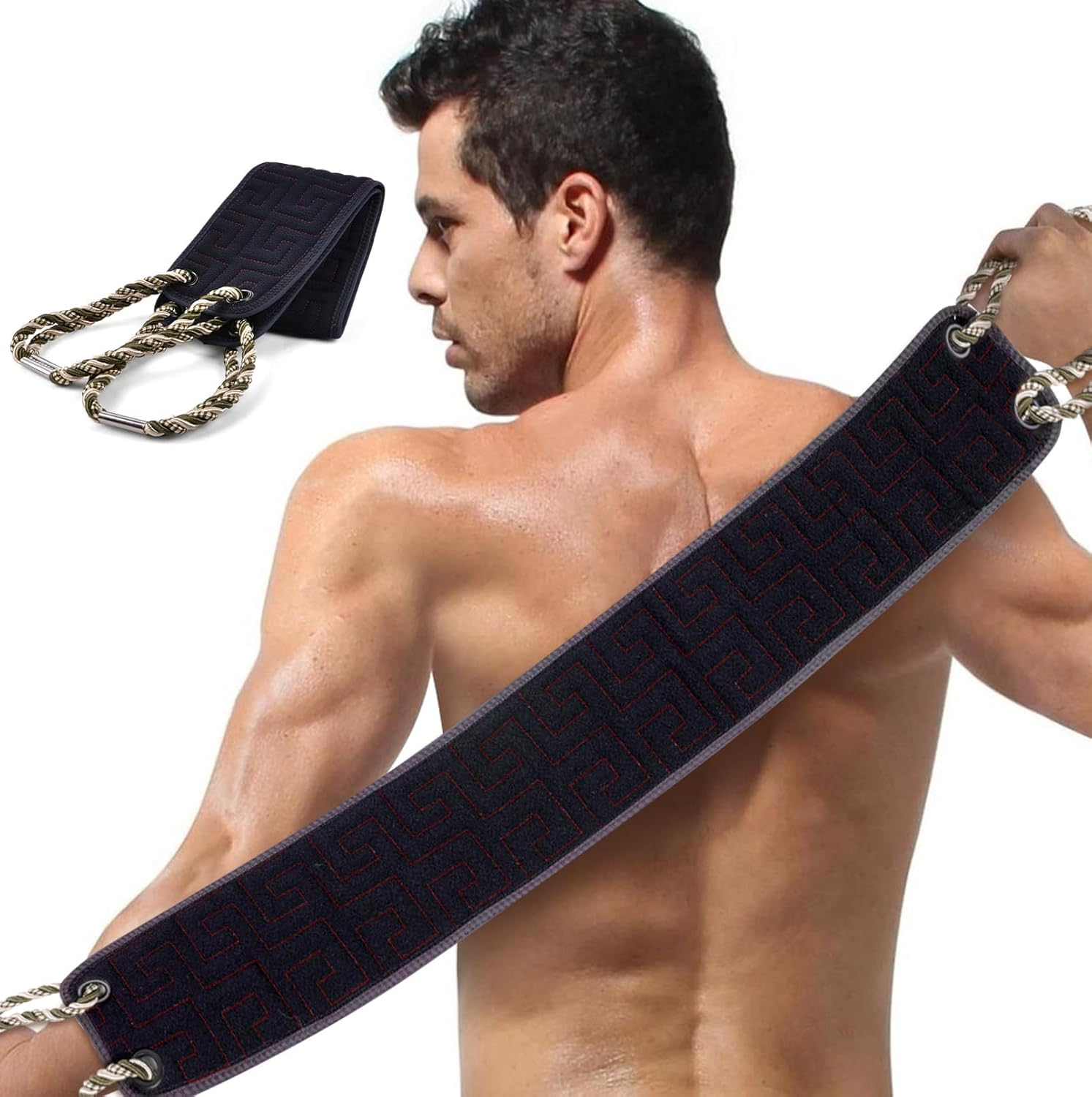 Exfoliating Back Scrubber for Shower, Back Washer with Handles, Soft Bath Scrub for Women and Men, Double-Side Use Washcloth Bath Tool, Extended 70Cm image number 5