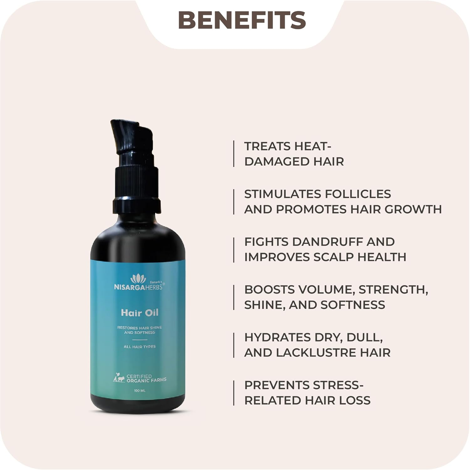 SONARK'S NISARGAHERBS Nisarga Herbs Hair Oil, Restores Hair Shine & Softness, 100 Ml image number 6