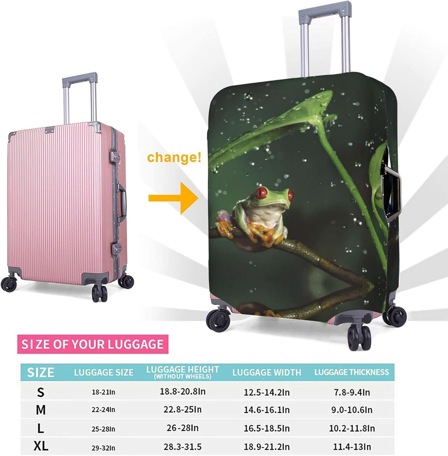 Peace Tree Frog Luggage Cover Anti-Scratch Suitcase Protector Fits 18-32 Inch Luggage image number 5