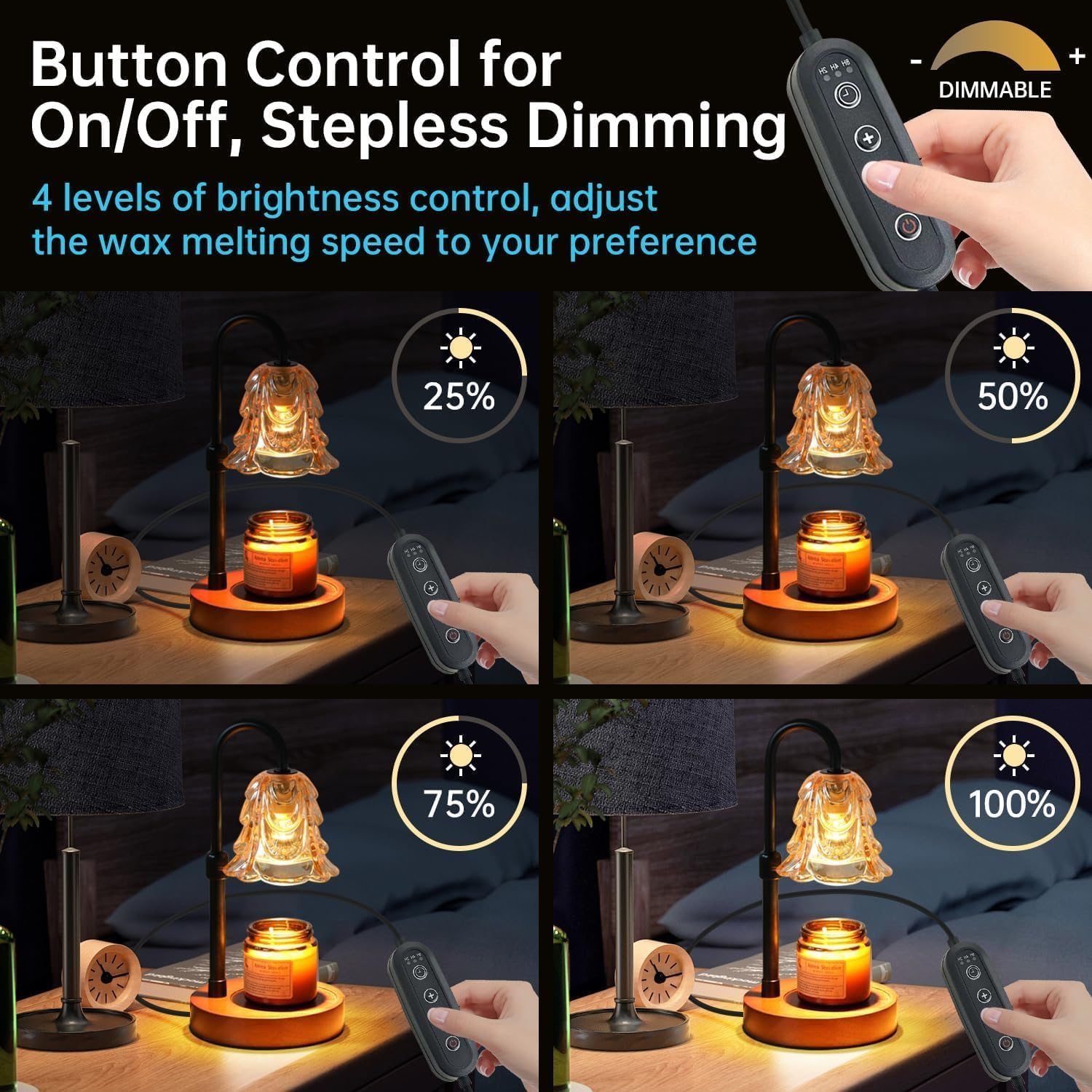 Candle Warmer Lamp with 2 Bulbs,Dimmable Candle Lamp with Timer,Adjustable Height Home Bedroom Decor Wax Melt Warmer for Scented Wax,Jar Candles,Melting Candle Warming Lamps for All Jar Candles image number 5