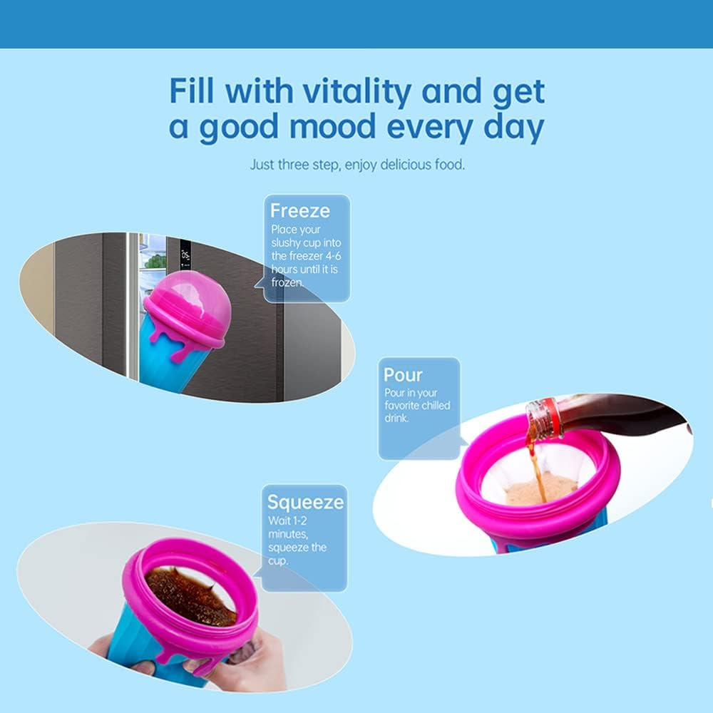 Slushie Cup (Large Capacity), TIK TOK Slushy Maker Cup Frozen Magic Squeeze Fast Homemade Milk Shake Slushy Smoothie Ice Maker, Cool Stuff Tiktok Trend Items - Ice Cream Maker Cup (BLUE) image number 1