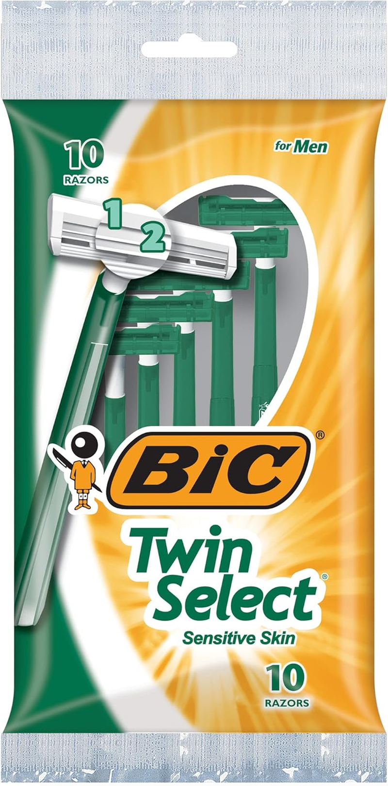 BIC Twin Select, Sensitive Skin, Disposable Shaver for Men, 10-Count Packages (Pack of 3)