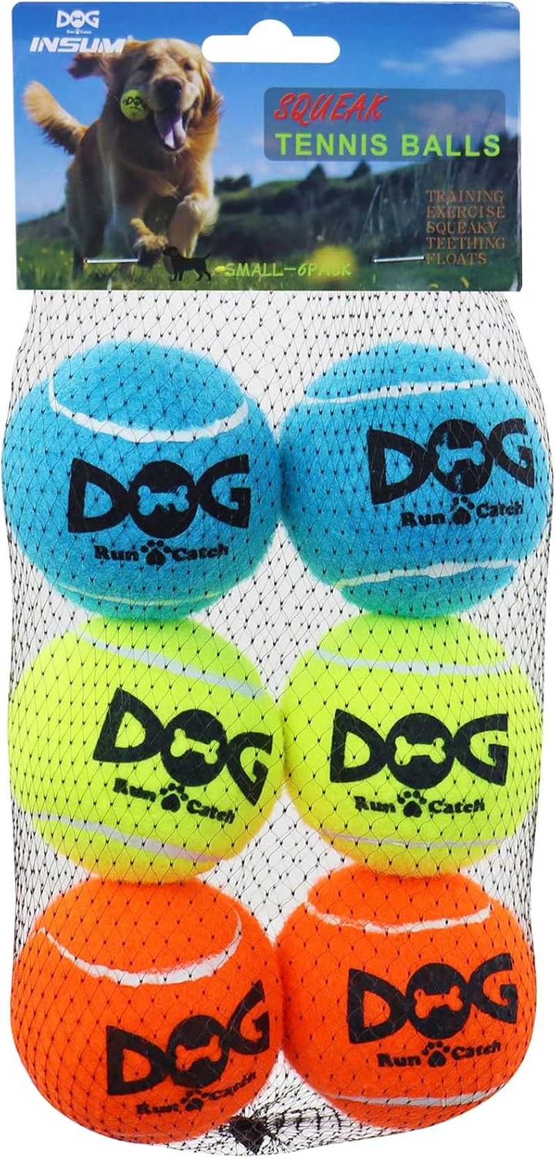 Insum Tennis Ball for Dog Pack of 12 Colorful Easy Catching Pet Dog Ball