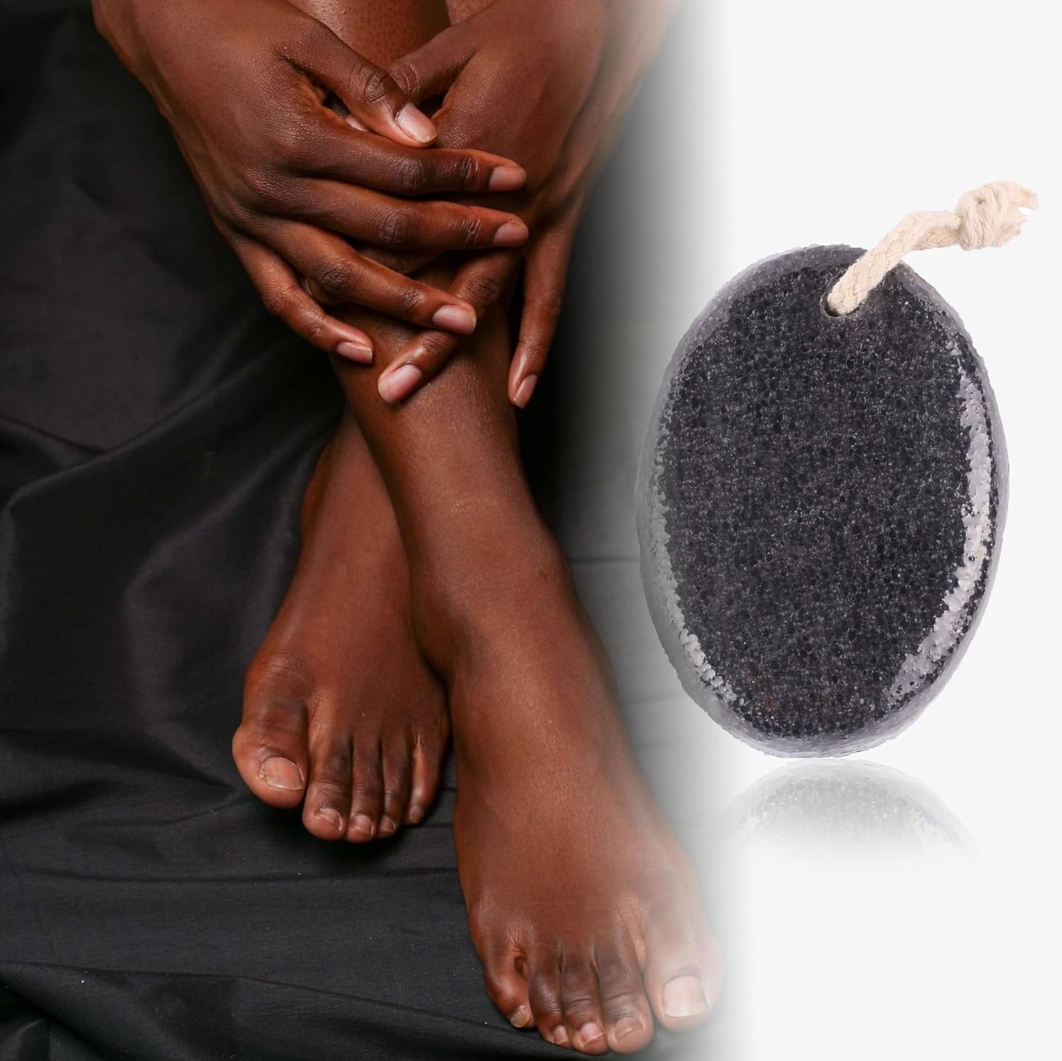 Natural Volcanic Pumice Stone for Feet Pumice Cleaning Stone for Sole of the Foot,Edges of the Foot,Toe Seams Deep Clean,Foot Scrubber for Dead Skin Remover (Black, 10 * 7 * 4.5CM) image number 1