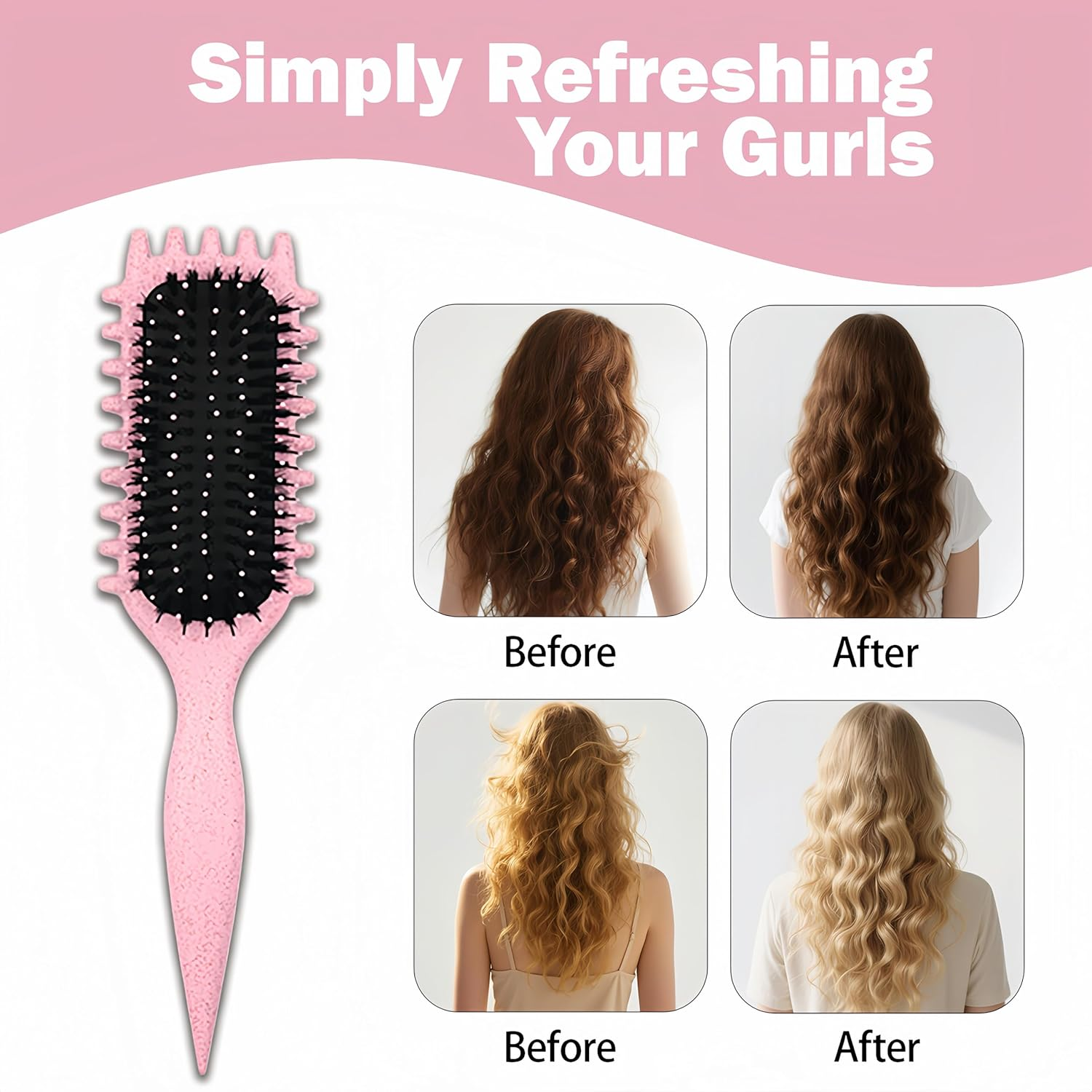 Curly Hair Brush - Detangling Styling for Men Women, Reduces Frizz Breakage, Curl Brush for All Hair Types (Green) image number 2