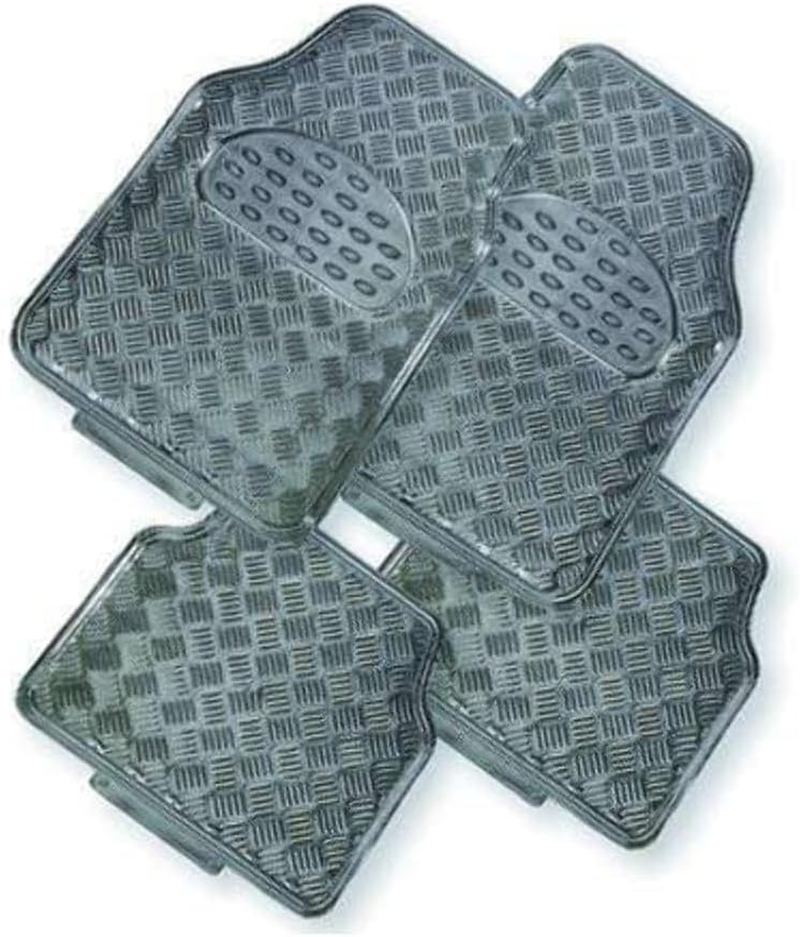 Venom Rubber/Aluminium Look Car Mat 4-Pieces, Carbon