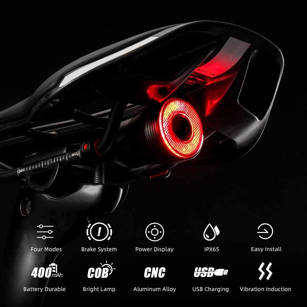 ROCKBROS Bike Tail Light Smart Brake Light Bicycle Taillights Bicycle Rear Tail Light USB Charging IP65 Waterproof LED Bicycle Lights image number 4