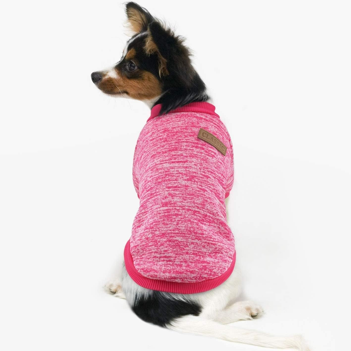 Idepet Pet Dog Classic Knitwear Sweater, Fleece Coat Dog Outfits for Small, Medium, Large Dog, Warm Pet Dog Cat Clothes, Soft Puppy Customes (L, Rosered) image number 4