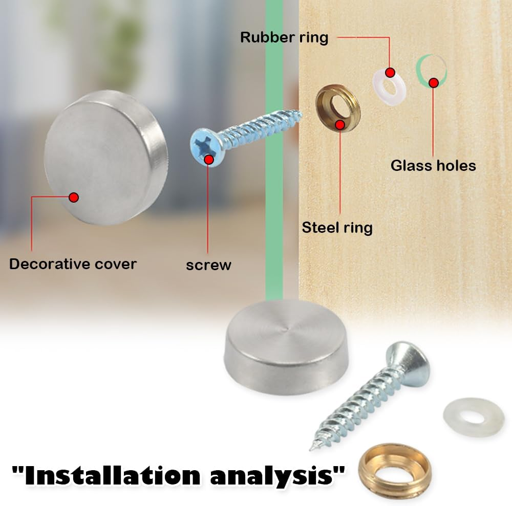 20Pcs Chrome Screw Cover Caps, Decorative Dome Caps for Mirror Screws, Furniture & Fixtures, Secure Clip-On Design (Silver, 10Mm) image number 5