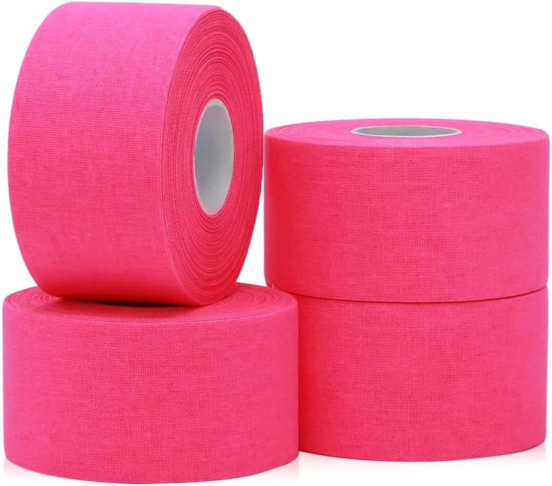 Athletic Sports Tape, Sports Tape Muscle Tape for Pain Relief, Muscle Support(4 Rolls Pack) (Pink)