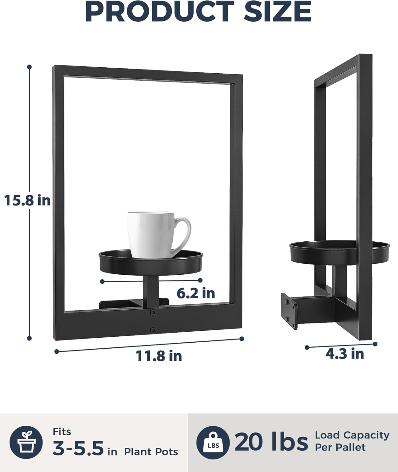 Bamworld Picture Frame Wall Plant Holder Window Plant Shelf Wall Decor Wall Hanging Planters Plant Hanger Outdoor Wall-Mounted Plant Rack Black Metal 3 Pack (Patent Design) image number 5