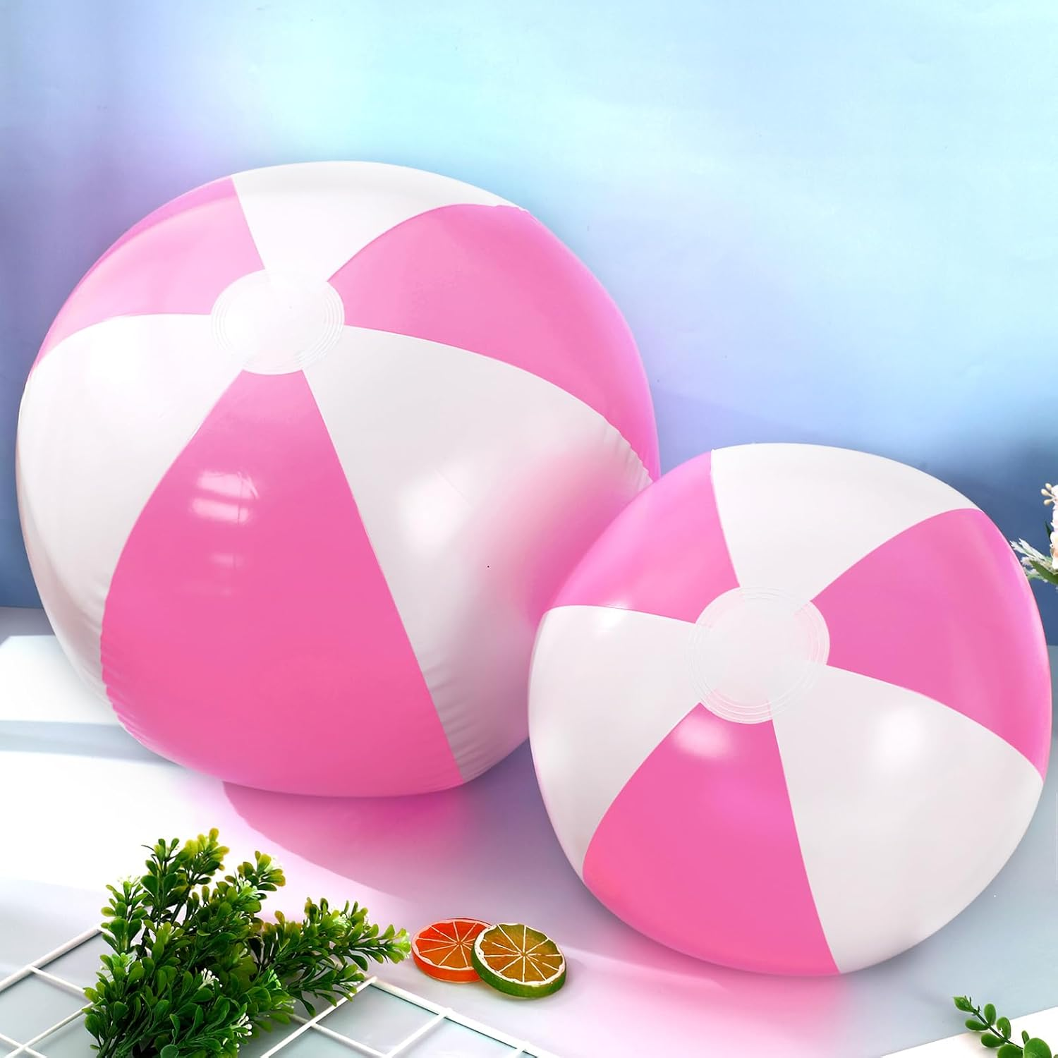 Whaline 5Pcs Inflatable Beach Ball 24 & 16 Inch round Pool PVC Balls Cute Game Toys image number 4