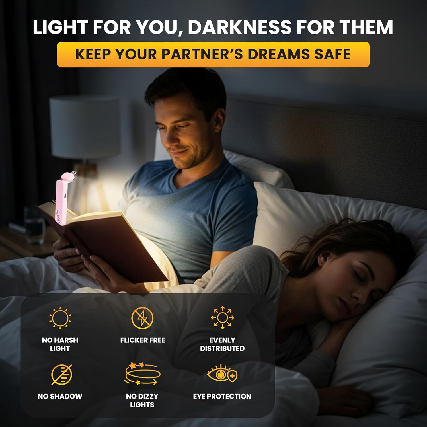 Nixyun LED Book Light, USB Rechargeable Clip on Reading Lights for Books in Bed at Night, Portable Lamp, 3 Colour Mode, Stepless Dimming, Flicker Free, Long Lasting, Lightweight Cool Lamp for Readers image number 5