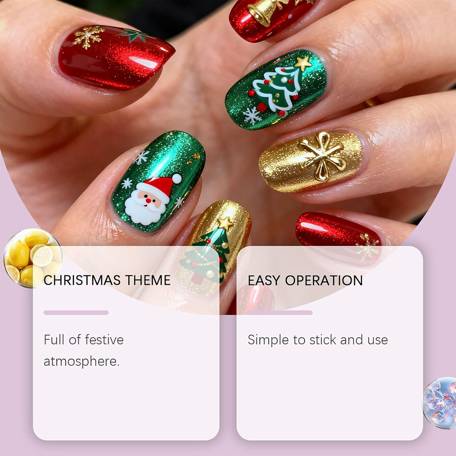 Jvjggag Holiday Nail Stickers - 3D Christmas Cartoon Decorations | Holiday Nail Decals - for Personal Care Women Kids Beginners Home Salon Studio image number 5