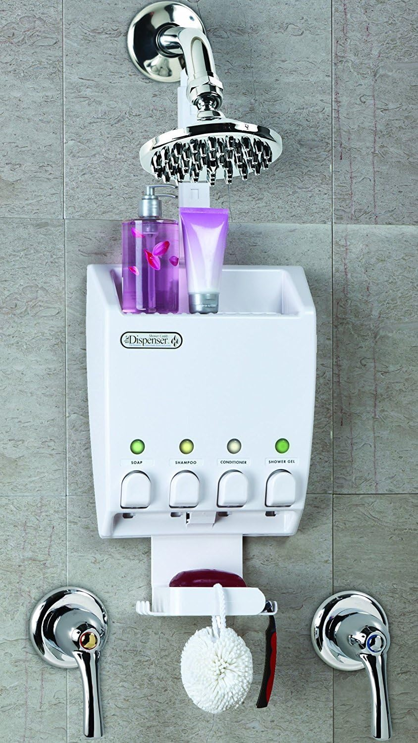 Better Living Products 75453 Ulti-Mate Dispenser 4-Chamber Shower Caddy, White