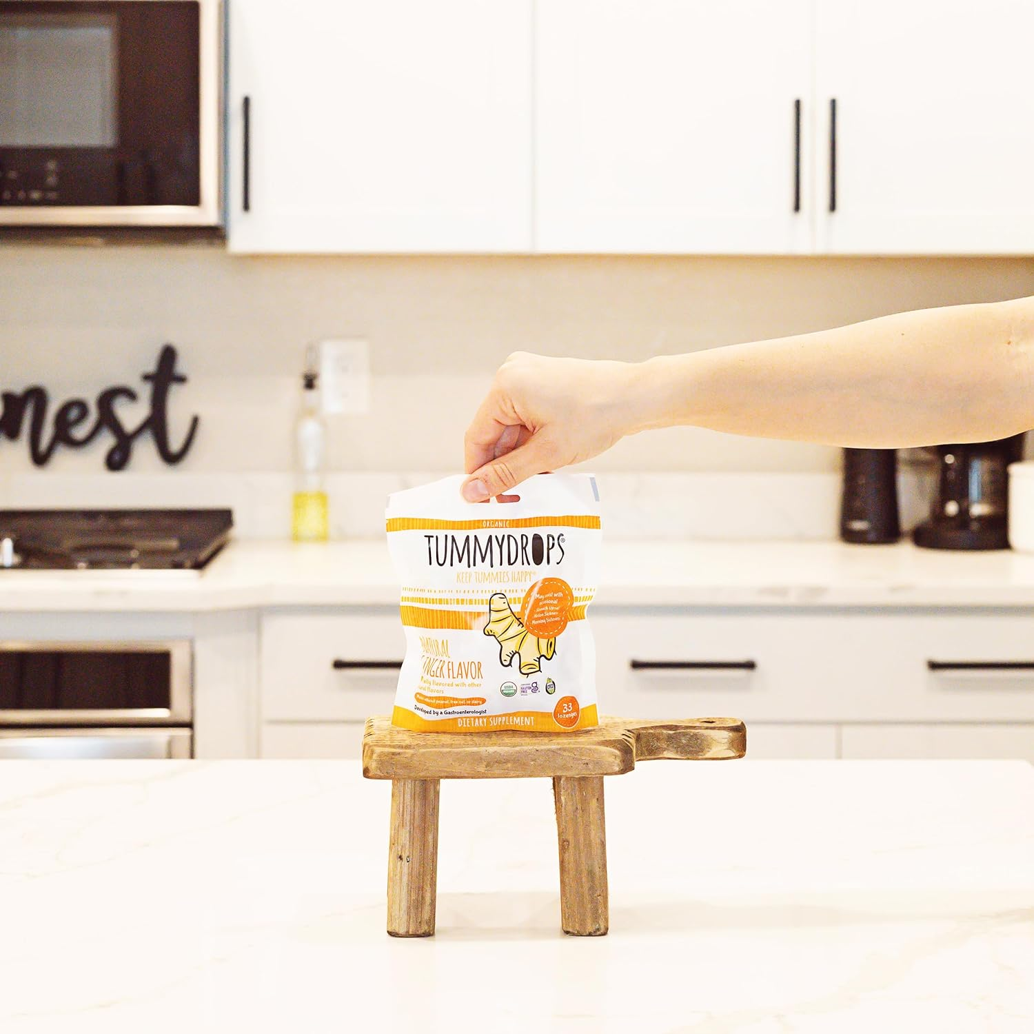 Natural Ginger Tummydrops (Resealable Bag of 33 Individually Wrapped Drops) Certified Oregon Tilth USDA Organic, Non-Gmo Project, GFCO Gluten-Free, and KOF-K Kosher