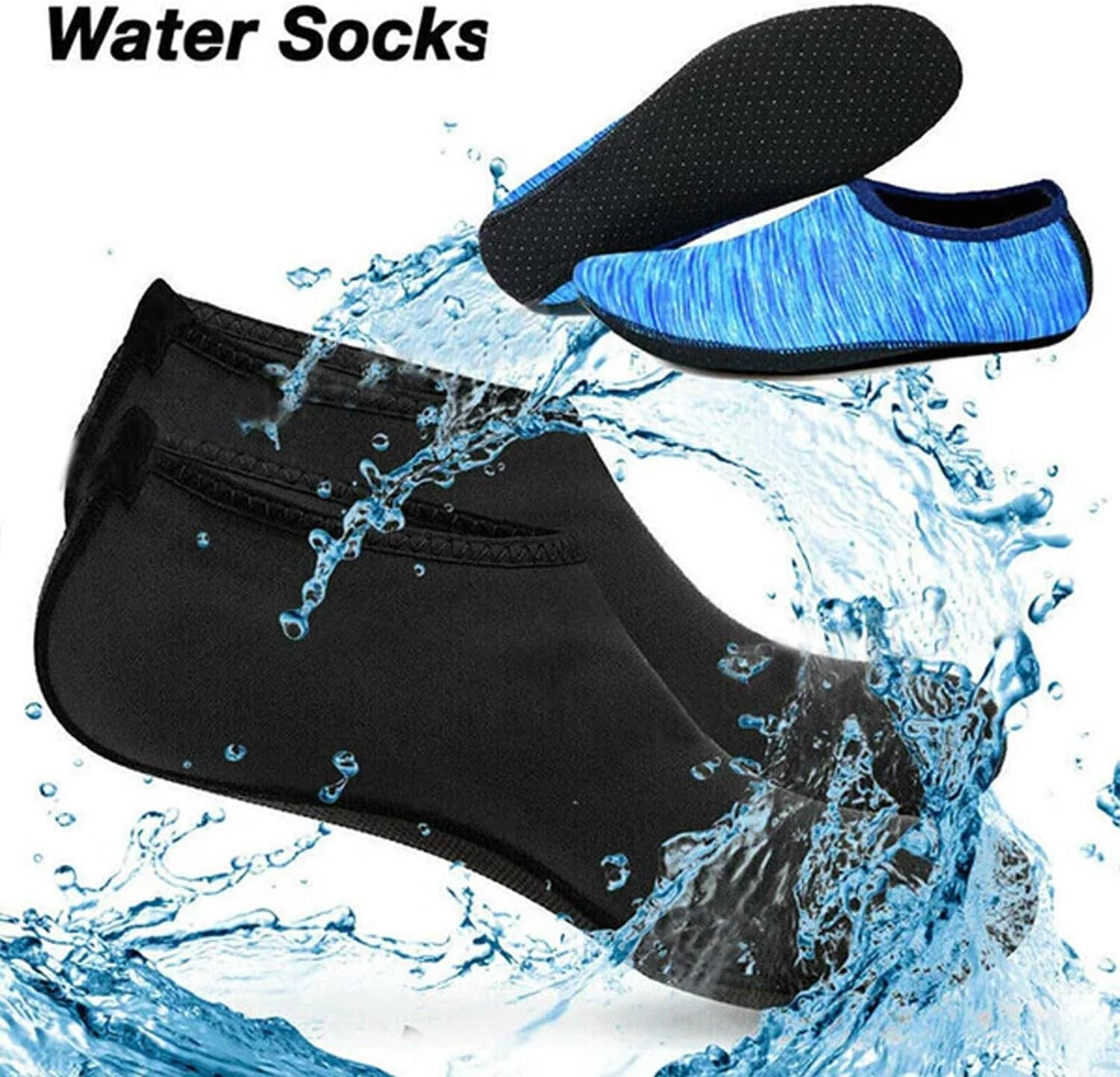 EZONEDEAL Water Shoes Swimming Mens Womens Summer Swim Barefoot Socks Skin Shoes for Beach Snorkeling Surfing Diving Yoga Exercise-Black S,M,L image number 2