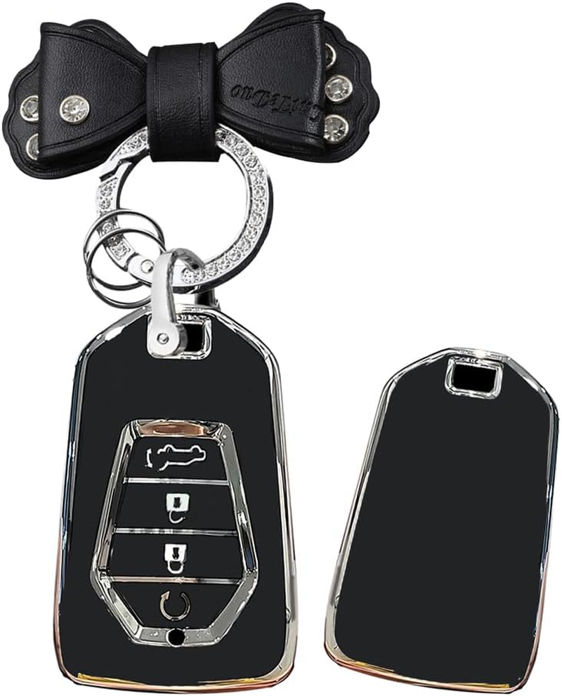 HIBEYO 4 Button Key Fob Cover for Isuzu New MU-X X Series DMAX D-Max X-Terrain Pickup 2020 2021 2022 2023 Accessories