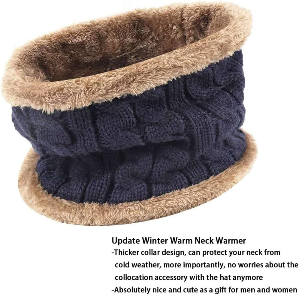 Aufondof 3 Pack Winter Knit Beanie Scarf Gloves Set for Men Thick Warm Sets Knitted Scarf Beanie Hat Touchscreen Gloves Neck Warmer with Fleece Lining image number 4