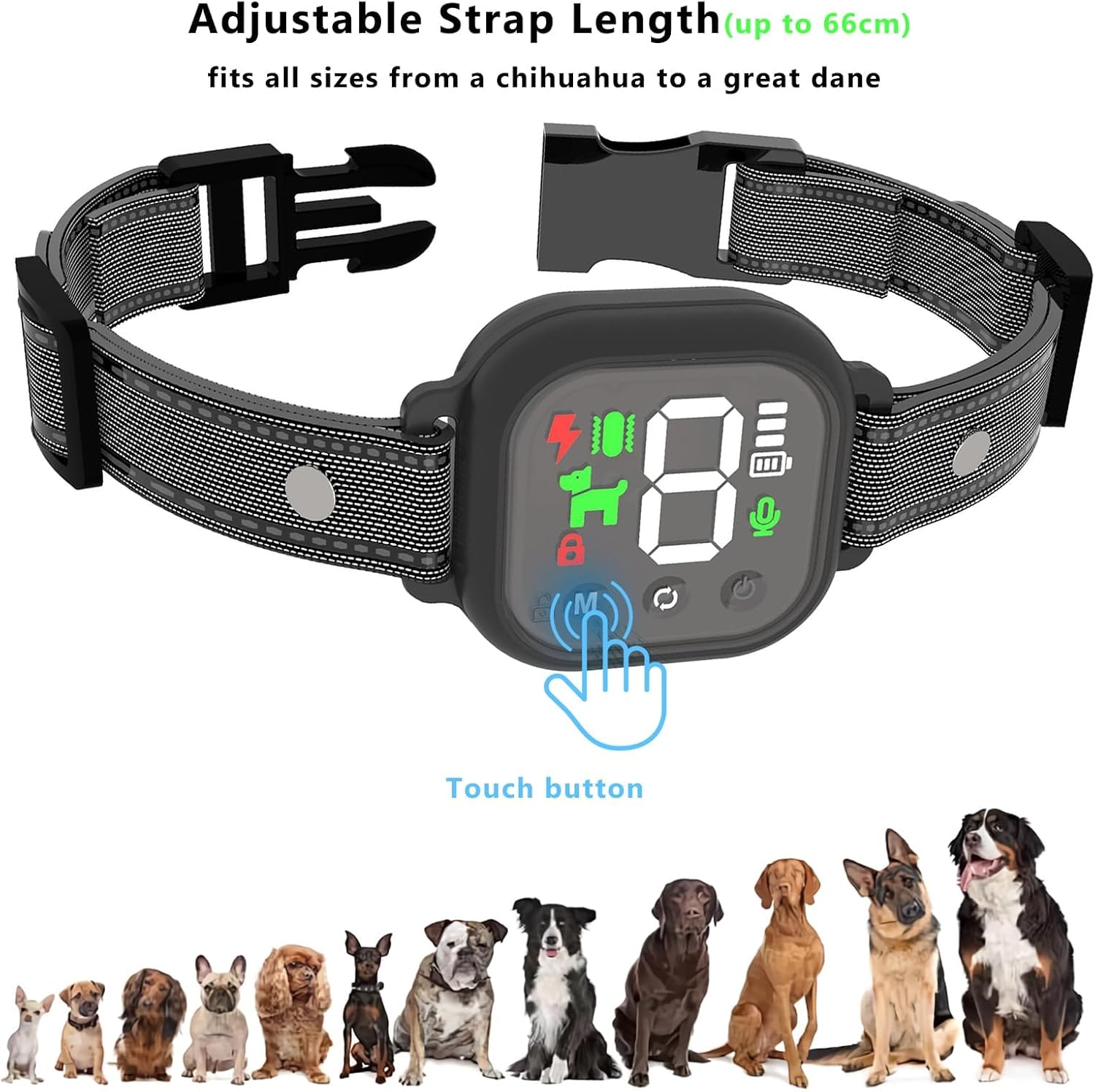 VIC Dog Bark Collar, Smart Bark Collar for Small Medium Large Dogs, Automatic No Shock anti Barking Training Collar, Rechargeable No Bark Collar with 8 Adjustable Sensitivity & Beep Vibration Modes image number 1